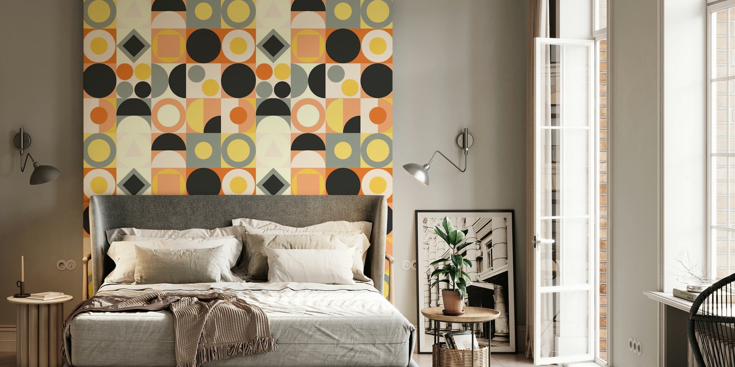 Geometic mid century wall tapety