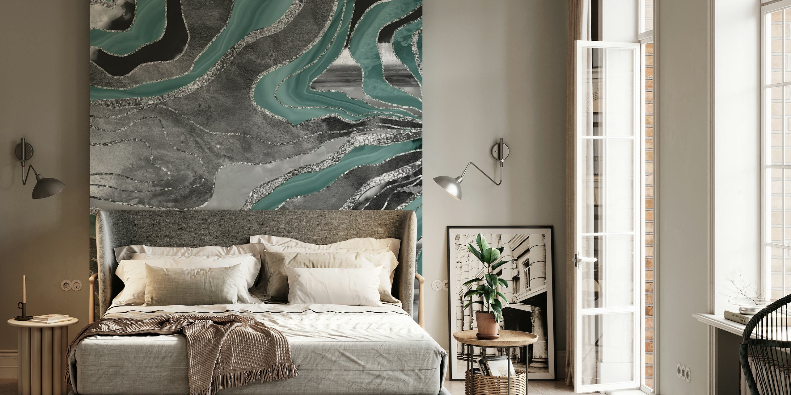 Pale Teal Gray Marble Agate 1 wallpaper
