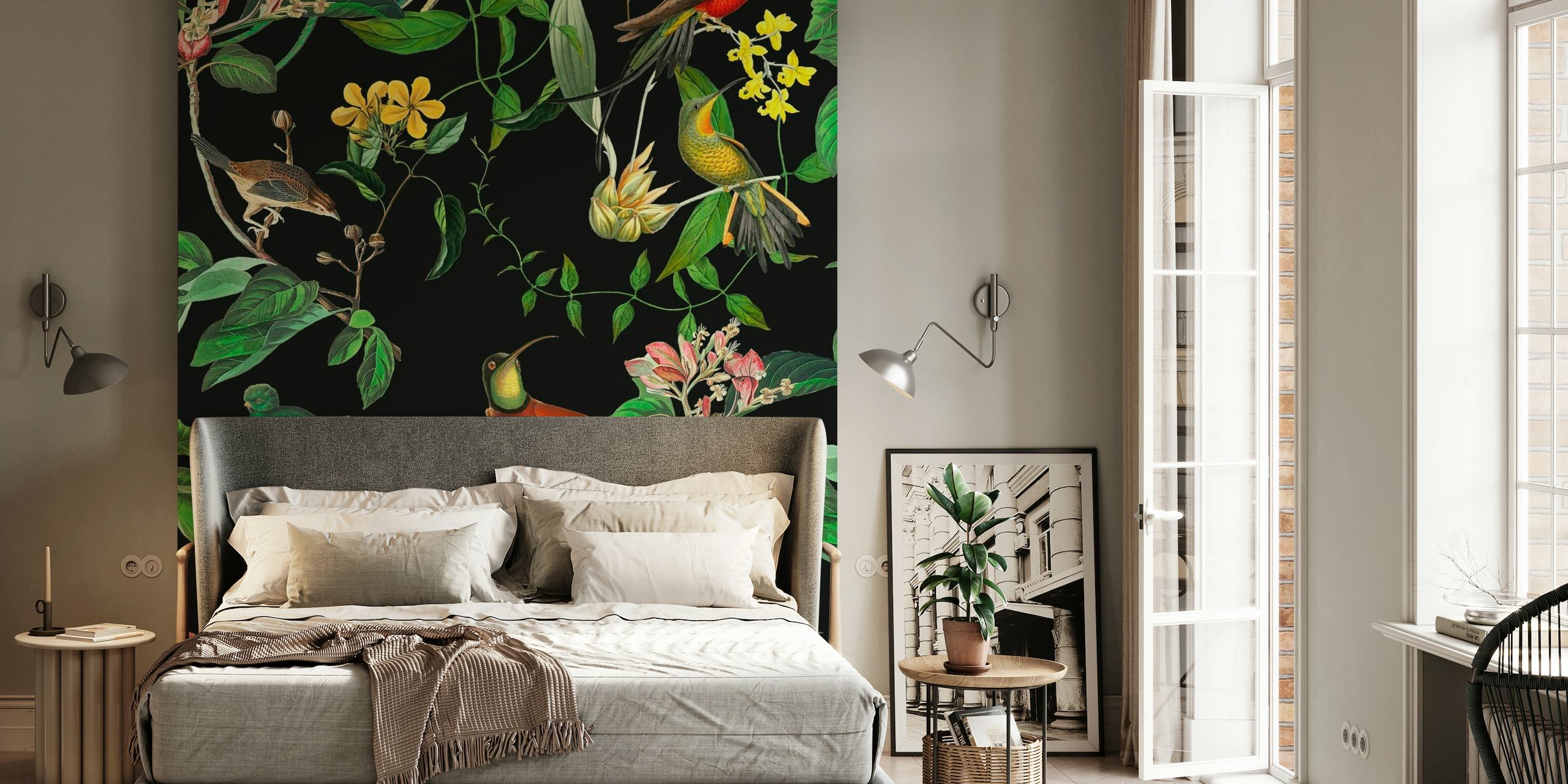 Exotic Hummingbird Jungle wallpaper