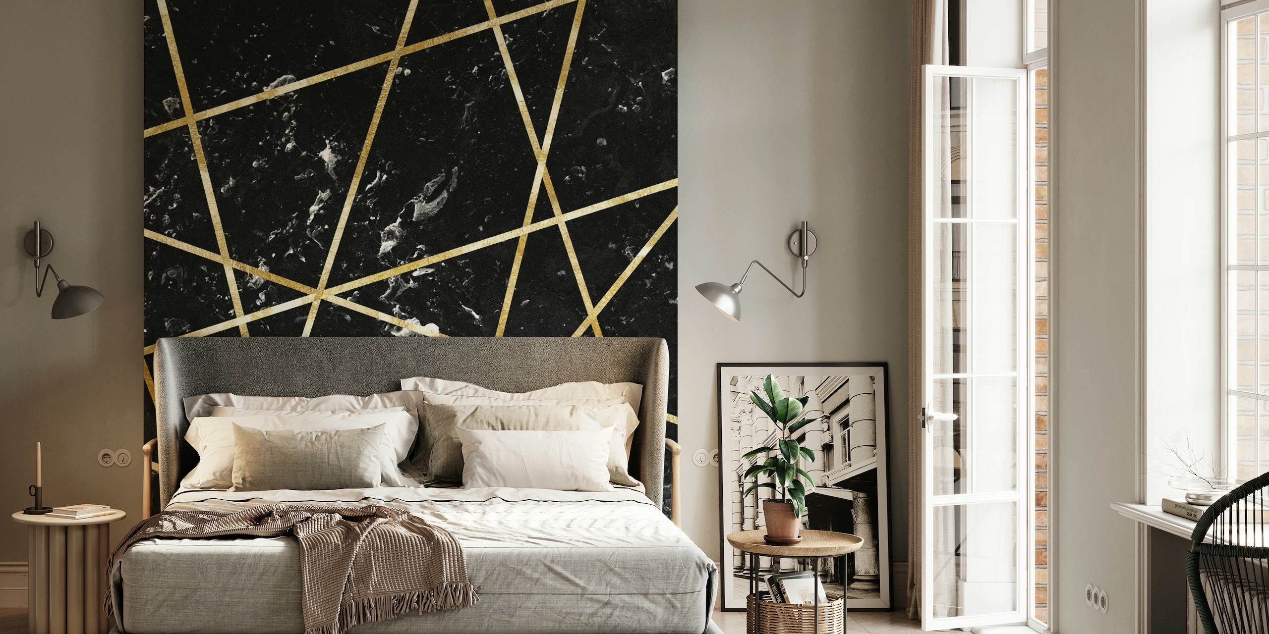 Black Marble Gold Geo Glam 1 wallpaper