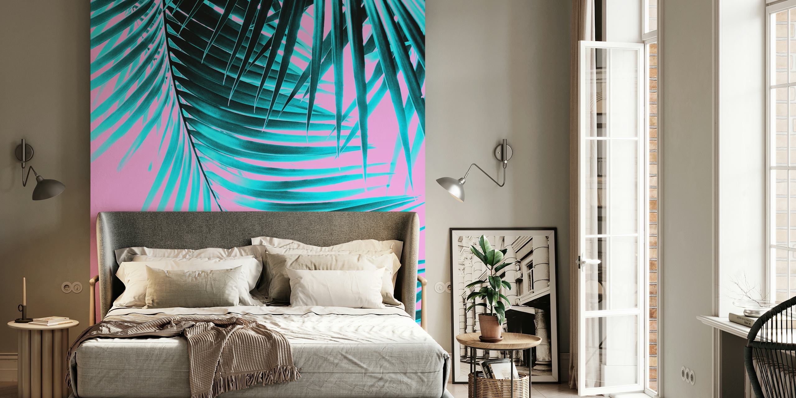Palm Leaves Vibes 3 wallpaper in a room