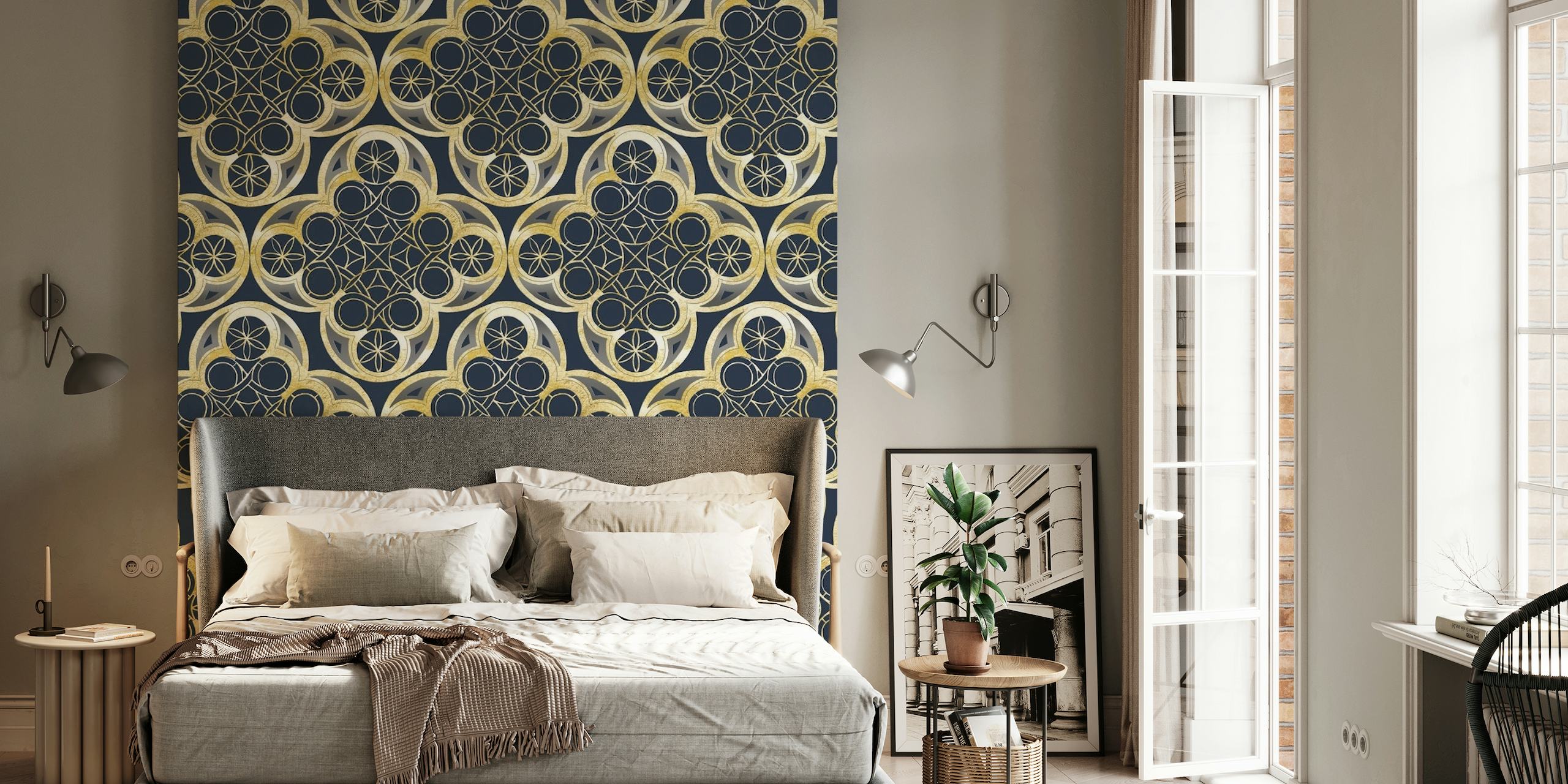 Golden Moroccan Tile Glam 2 behang
