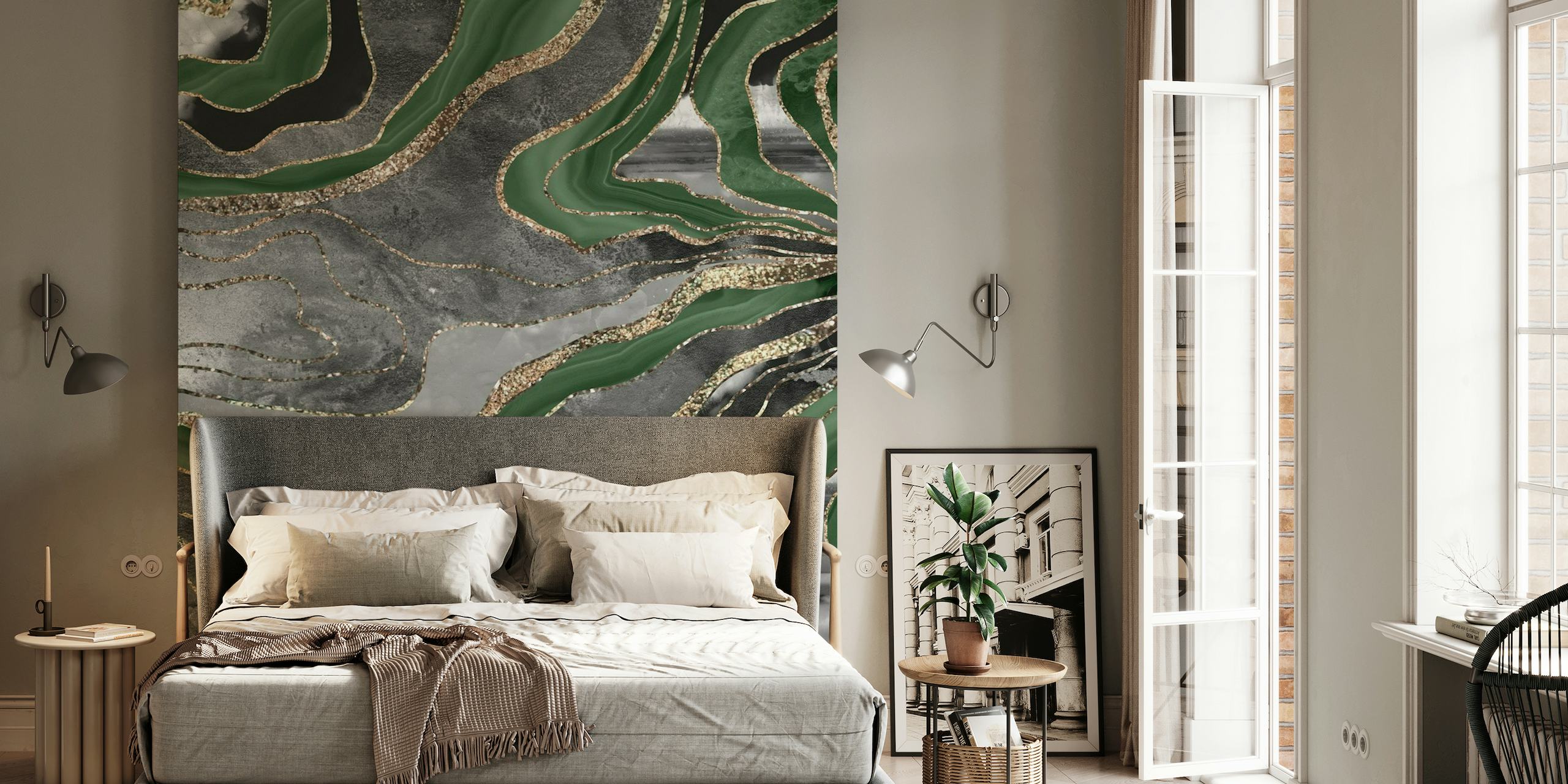 Green Black Marble Agate 1 wallpaper