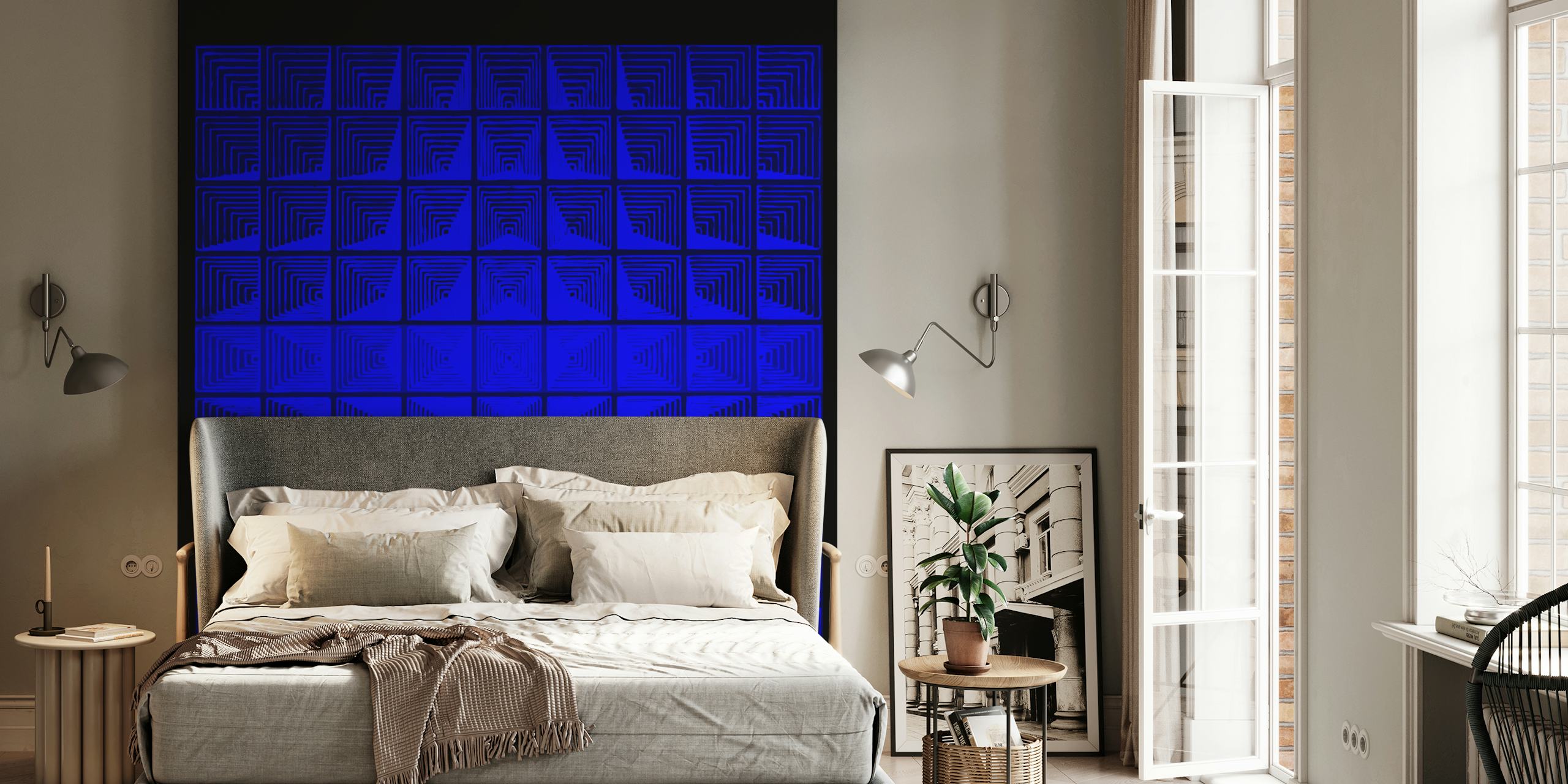 Elegant Verner Panton Retro Blue Wallpaper Design.