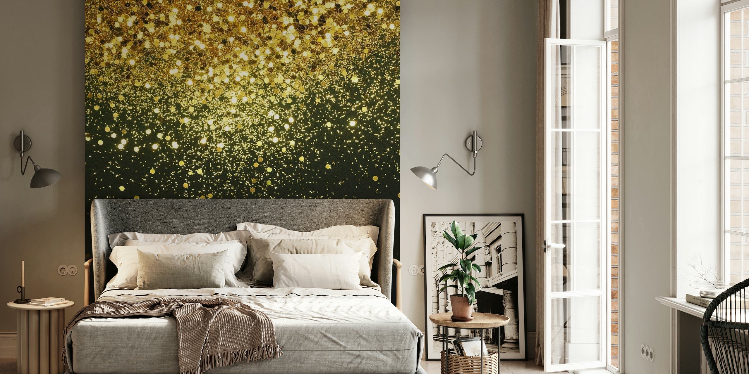 Sparkling Gold Glitter Glam 1 papel de parede