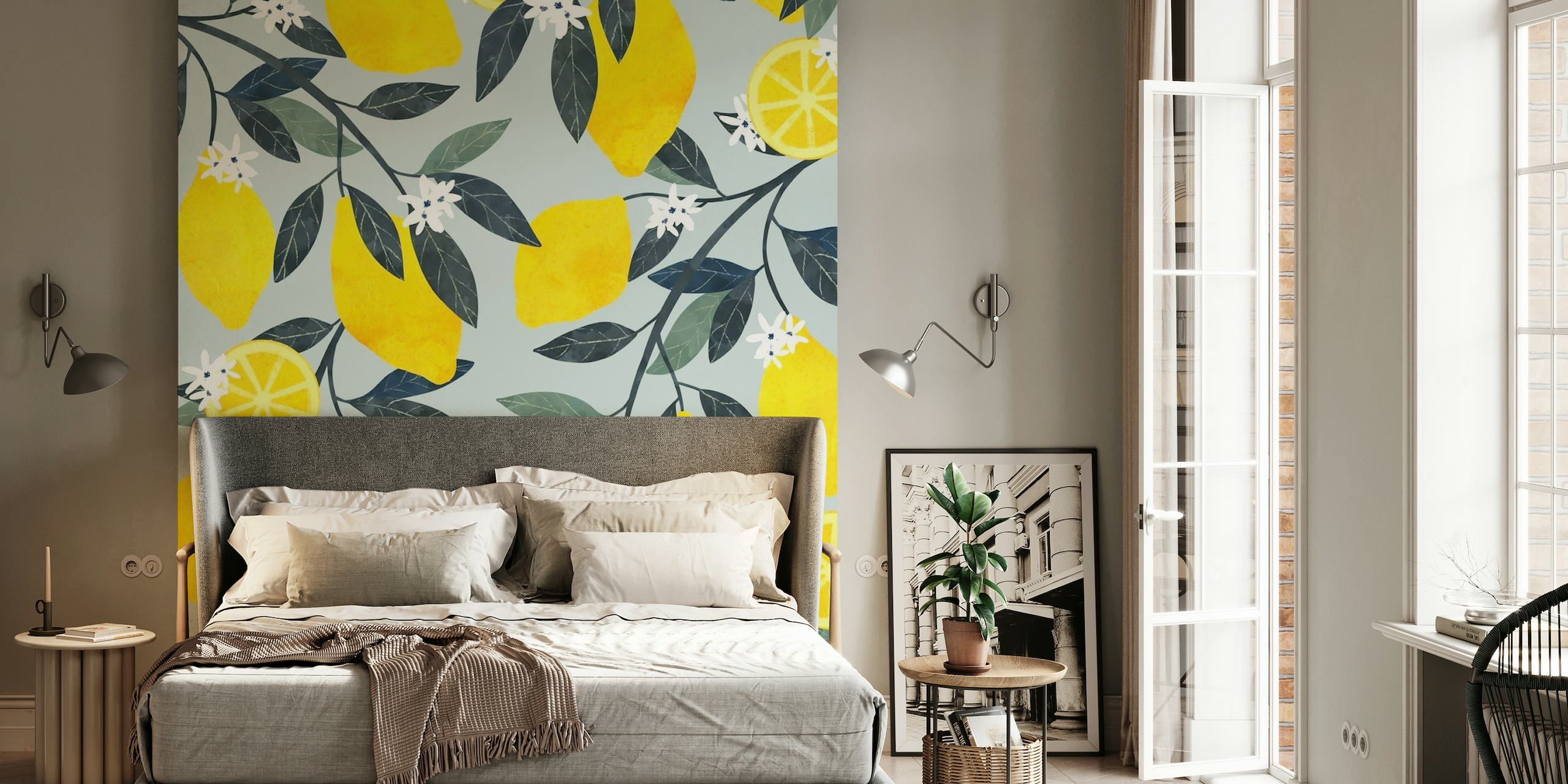Lemons pattern watercolor wallpaper