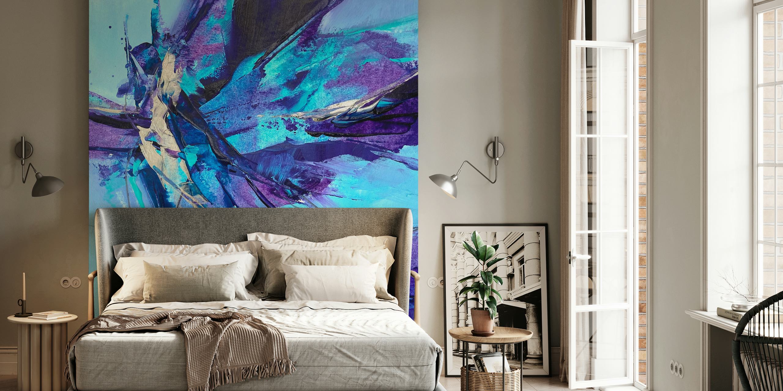 Feeling Blue Abstract Art tapet i ett rum