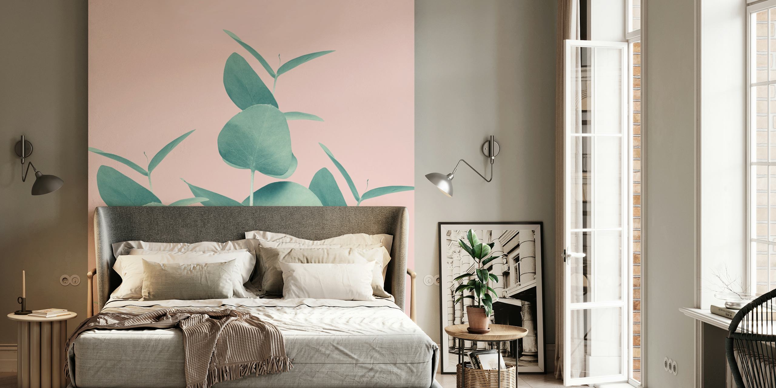 Eucalyptus Leaves Green behang in een kamer