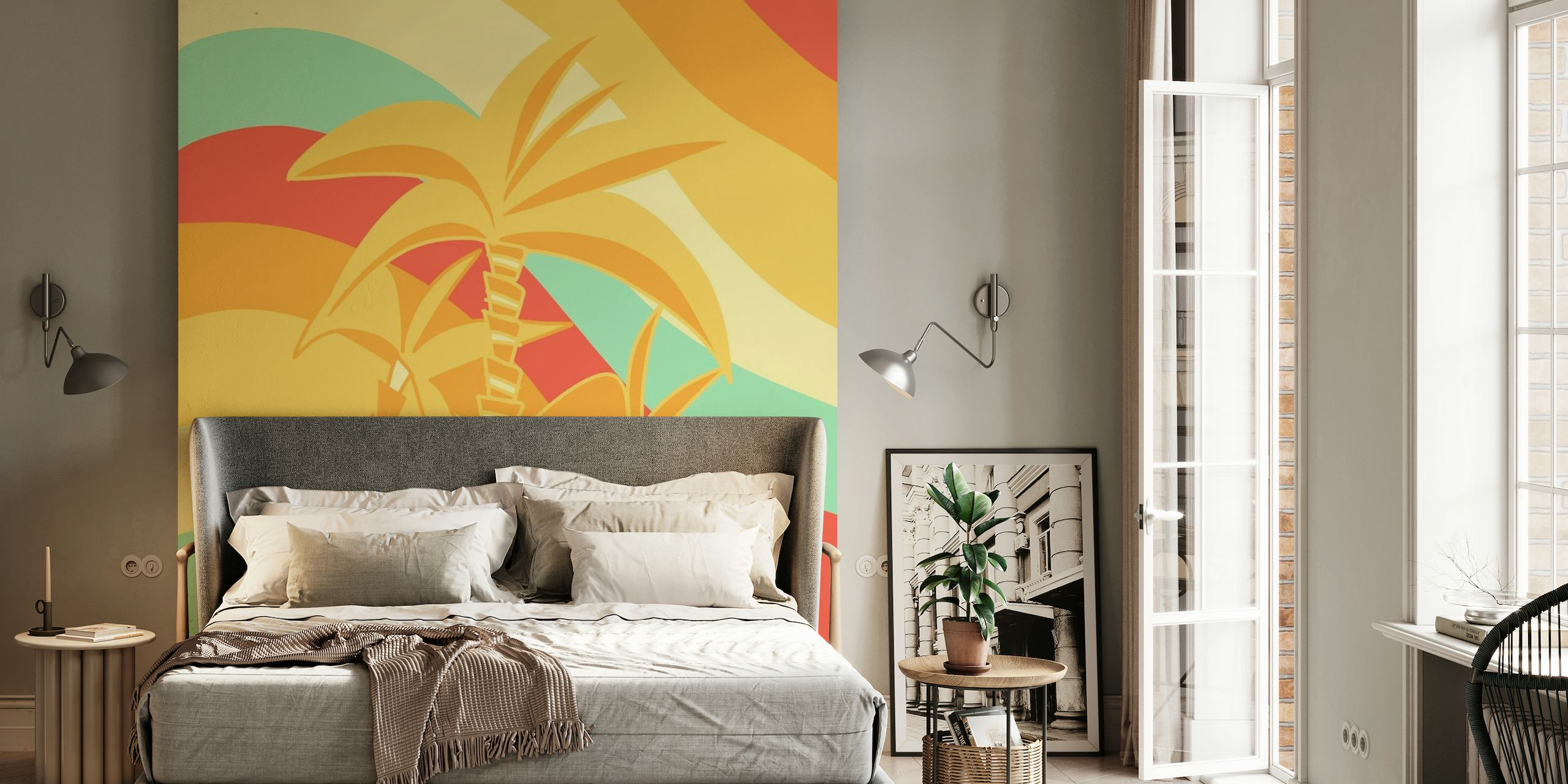 Retro Palm Summer Wave 1 wallpaper