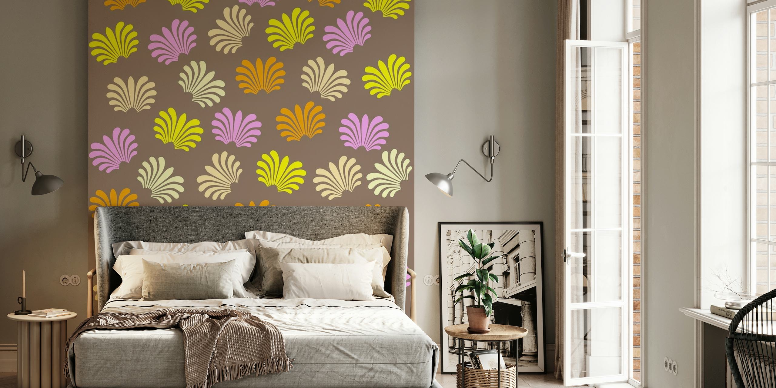 Retro Lotus Flower Glam 1 wallpaper