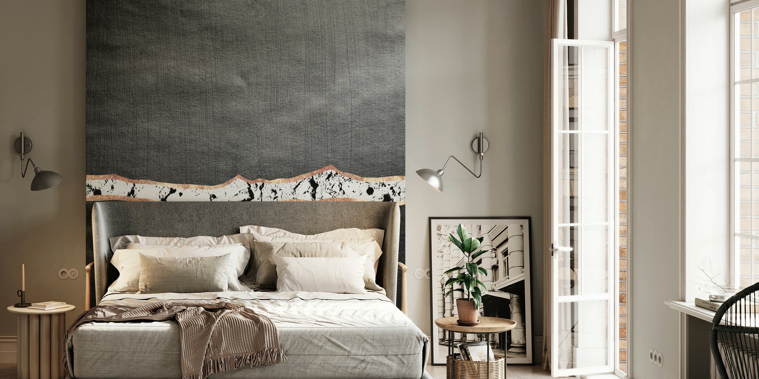 Abstract black and white wallpaper with textured design