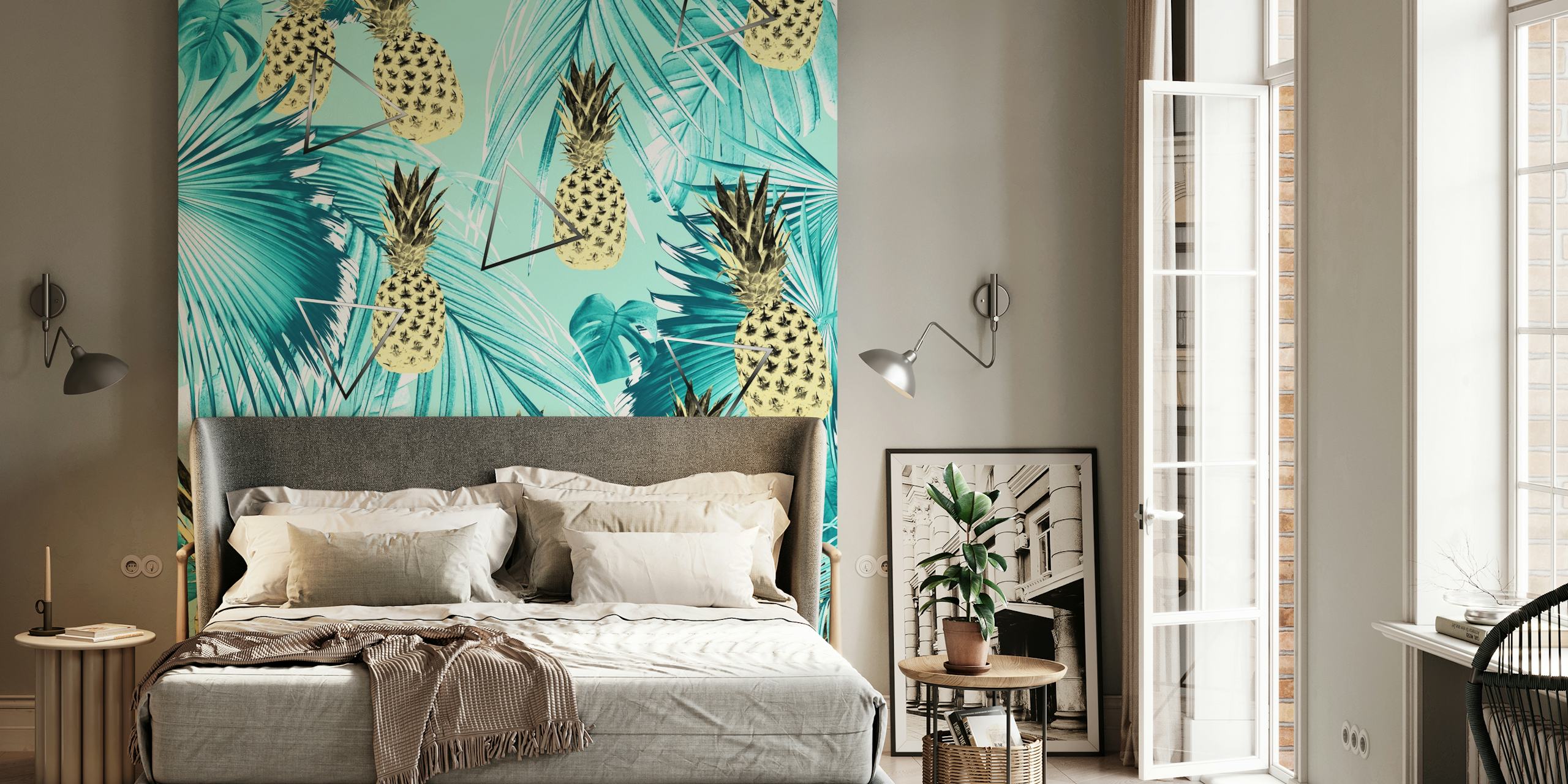 Tropical Pineapple Jungle 3 wallpaper design