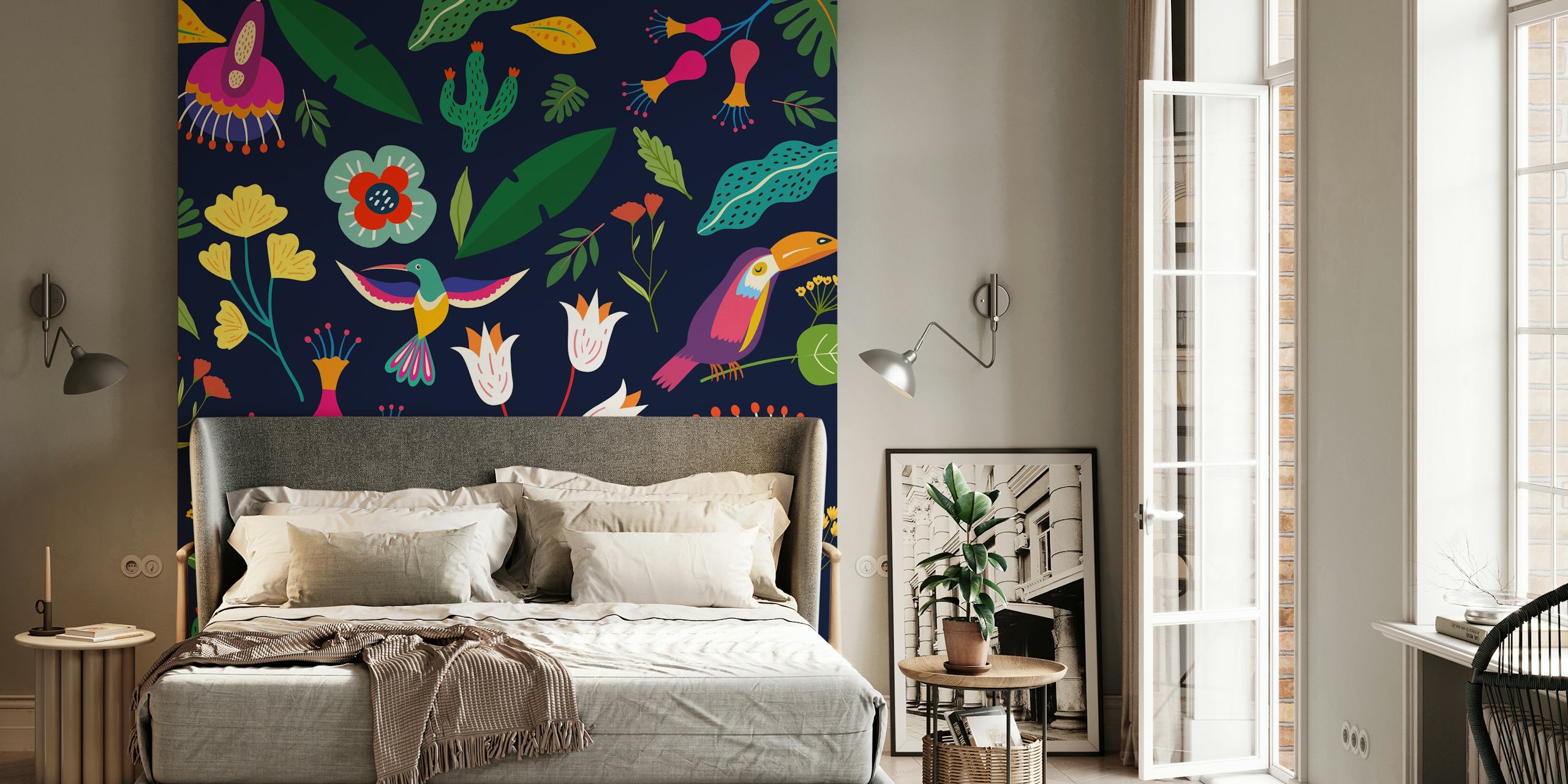 Návrh tapety Frida Tropical v místnosti