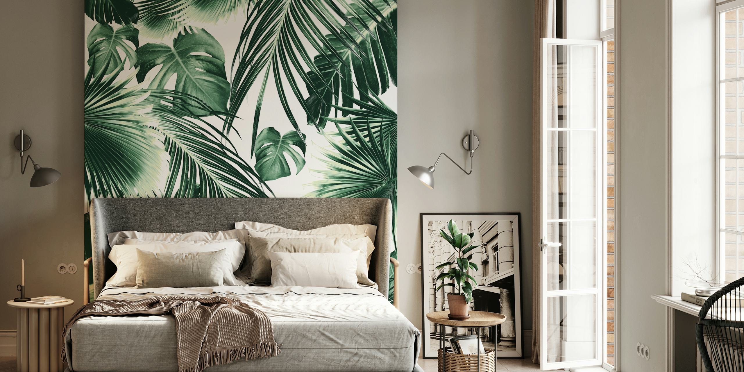 Tropical Jungle Leaves ταπετσαρία σε ένα δωμάτιο