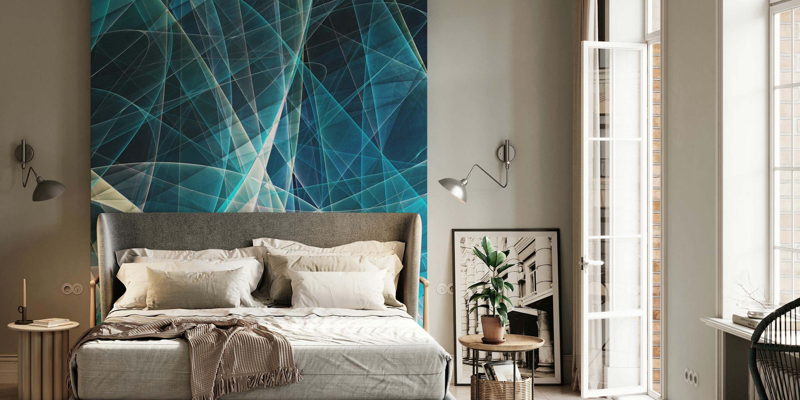 Abstract geometric wallpaper in blue tones