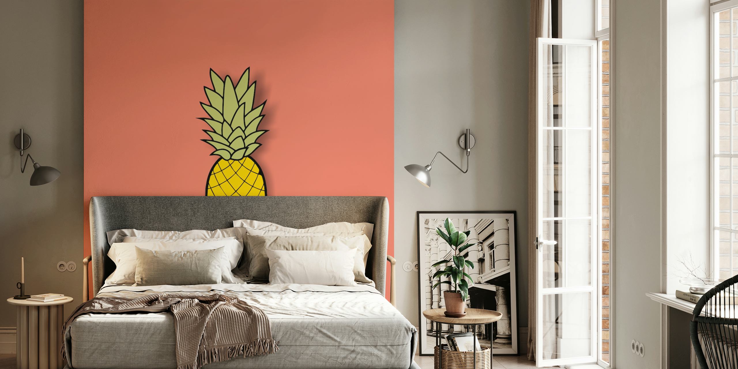 Design Coral Orange Yellow Pineapple