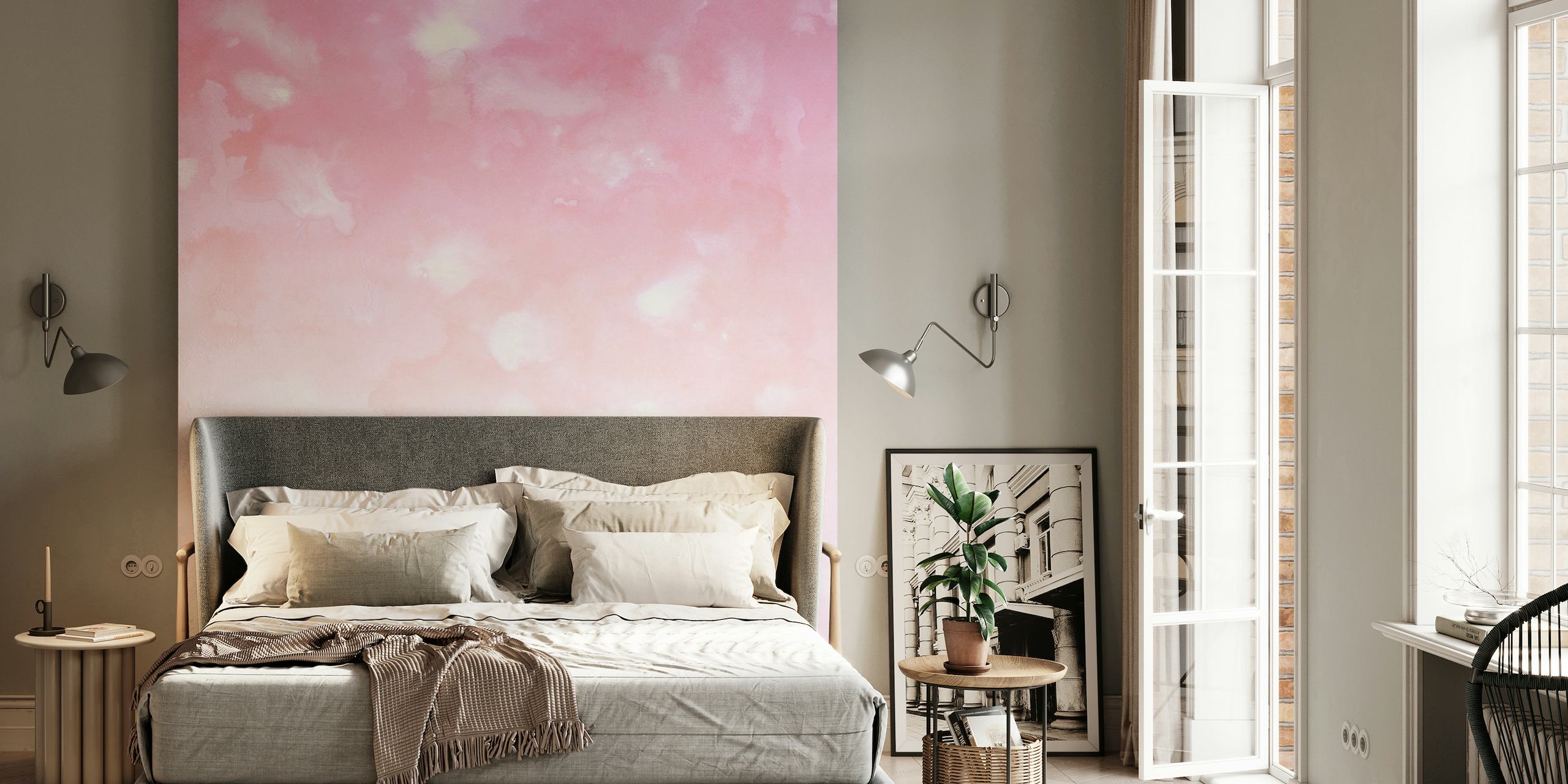 Pink Coral Abstract Painting 1 behang