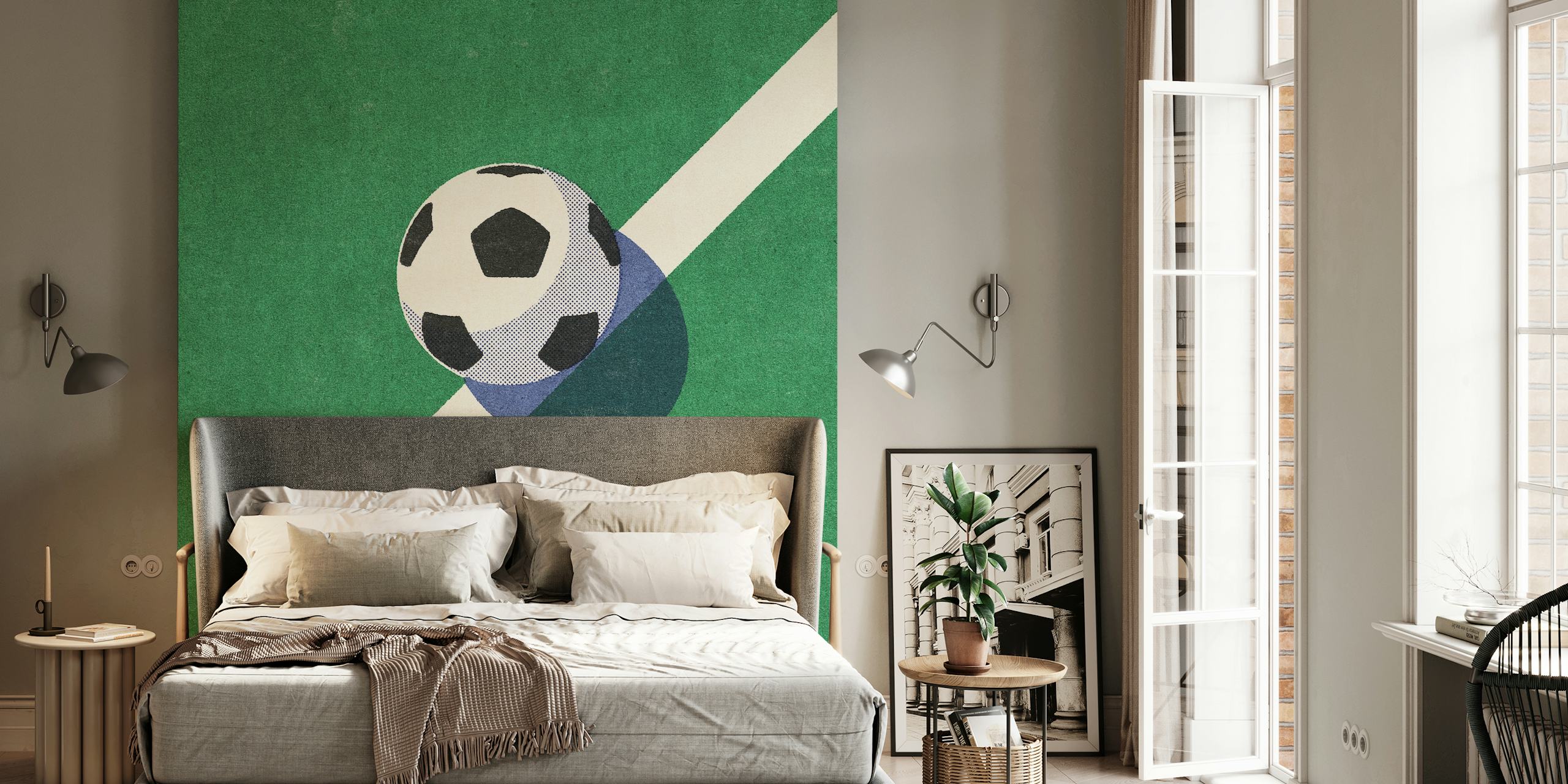 Football wallpaper design in a room