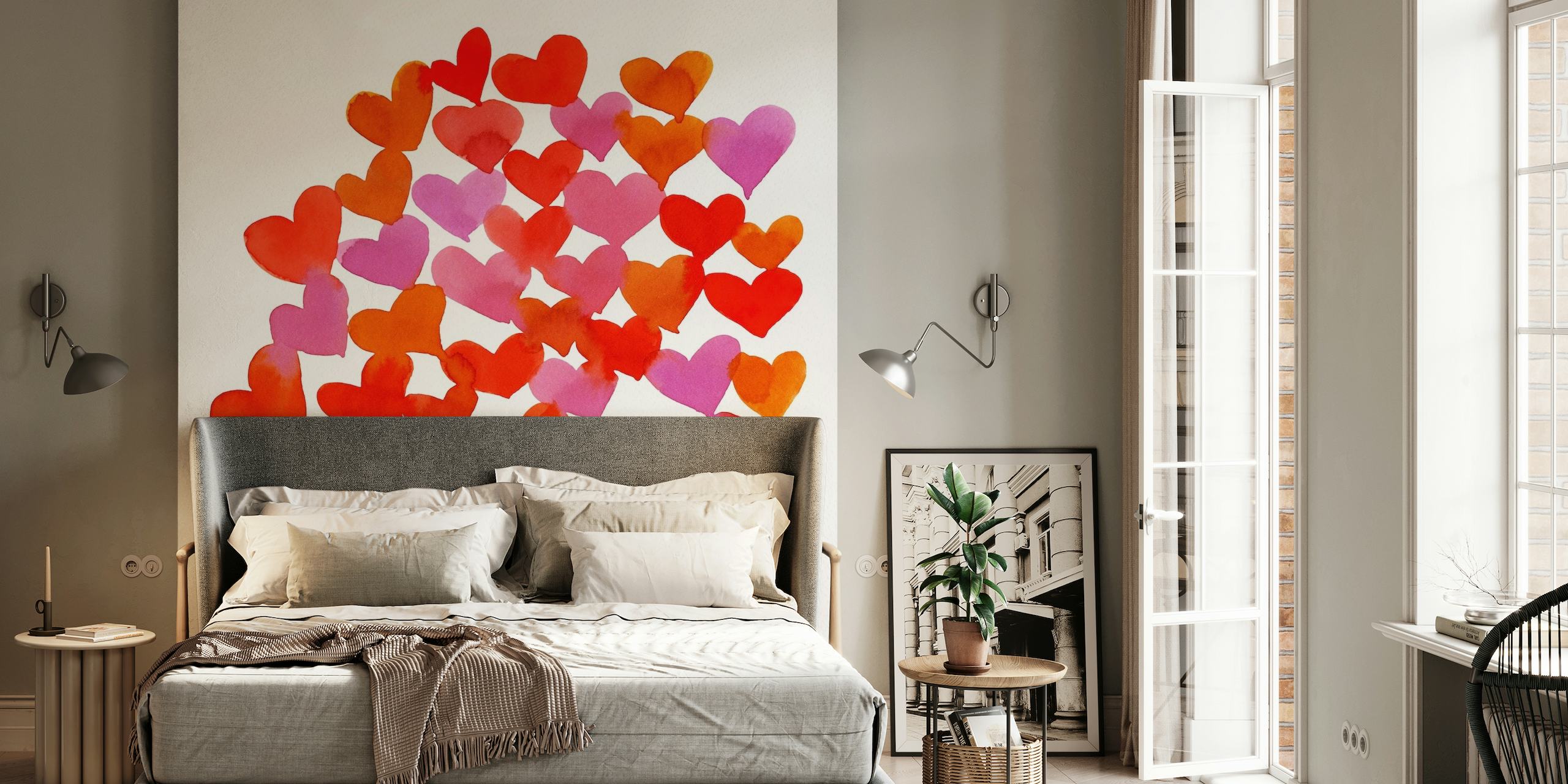 Melting hearts pink and orange wallpaper