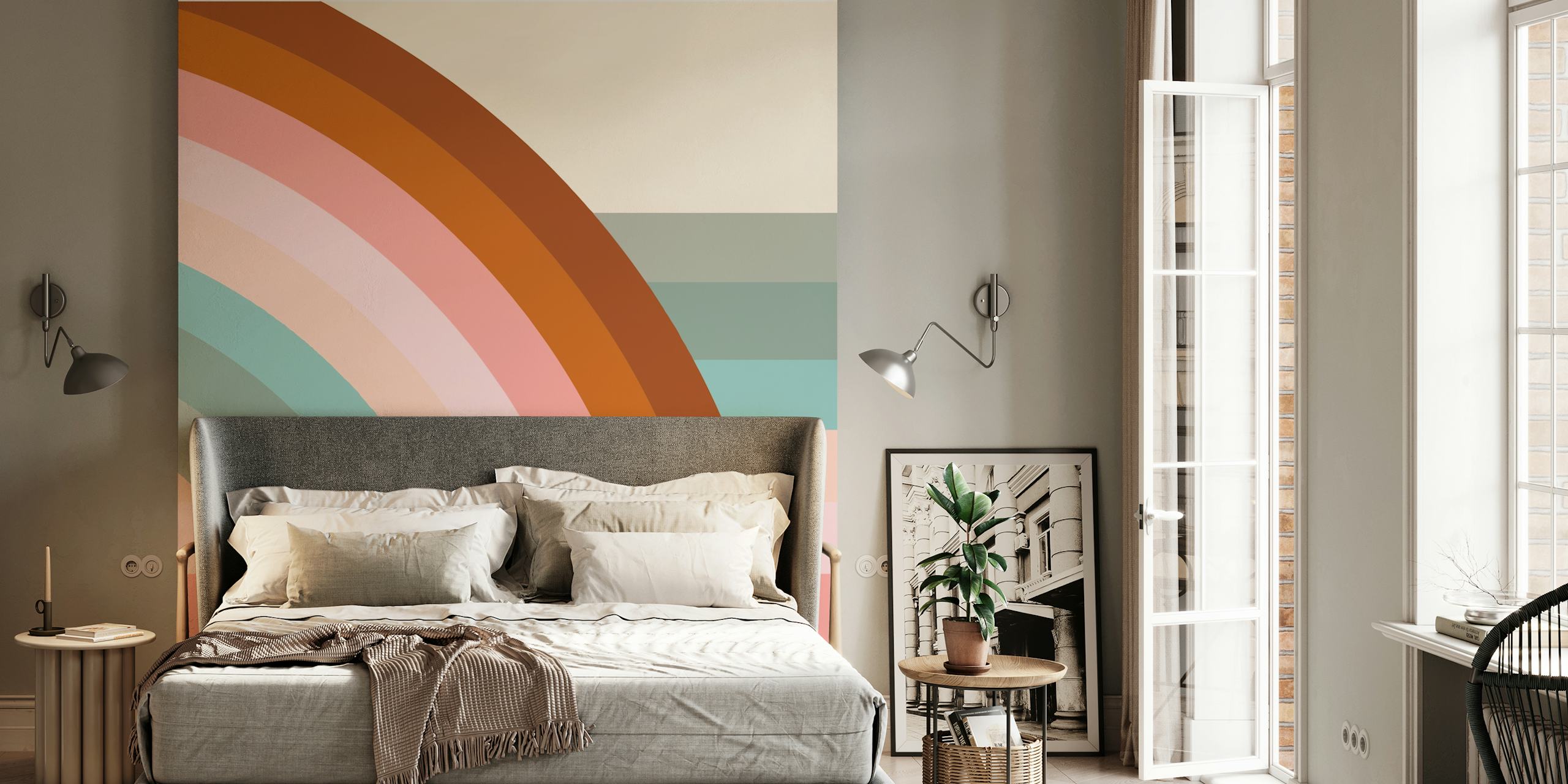 Pastel Colored Vintage Rainbow Wallpaper