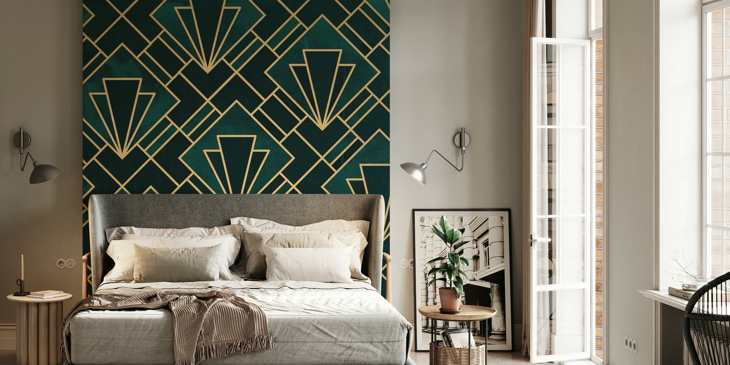 Emerald Art Deco Mosaic papel de parede