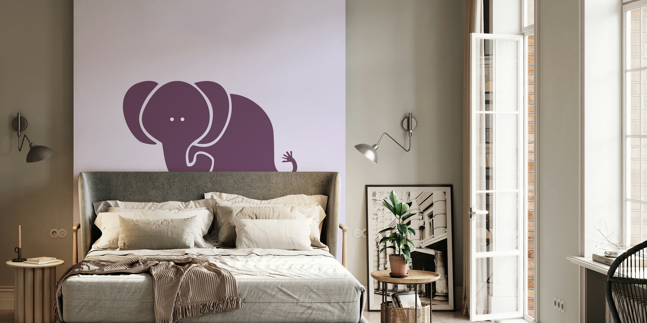 Tapeta Pastel Lilac Elephant Print