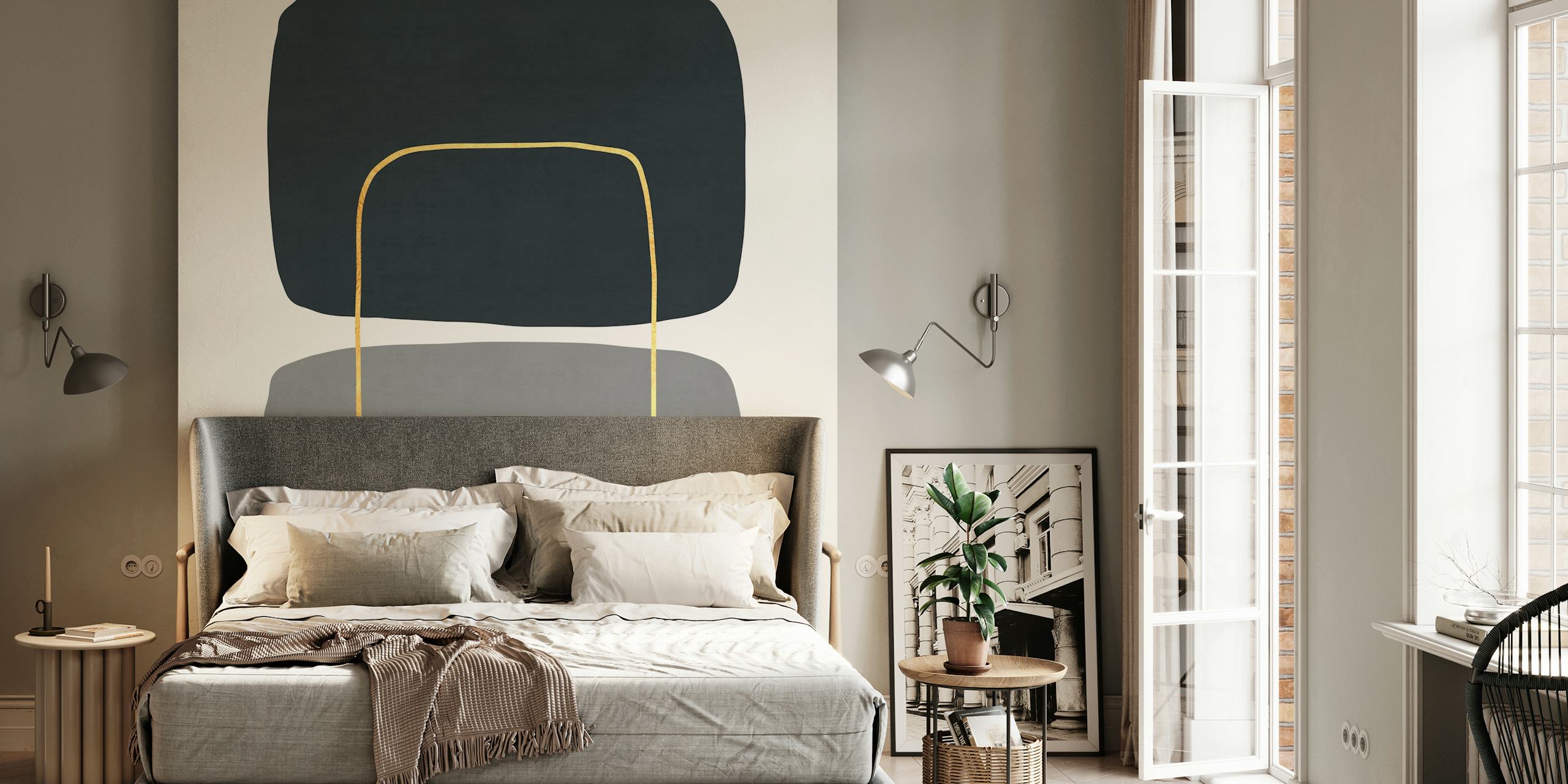 Papel pintado Abstract shapes exhibido en una habitación