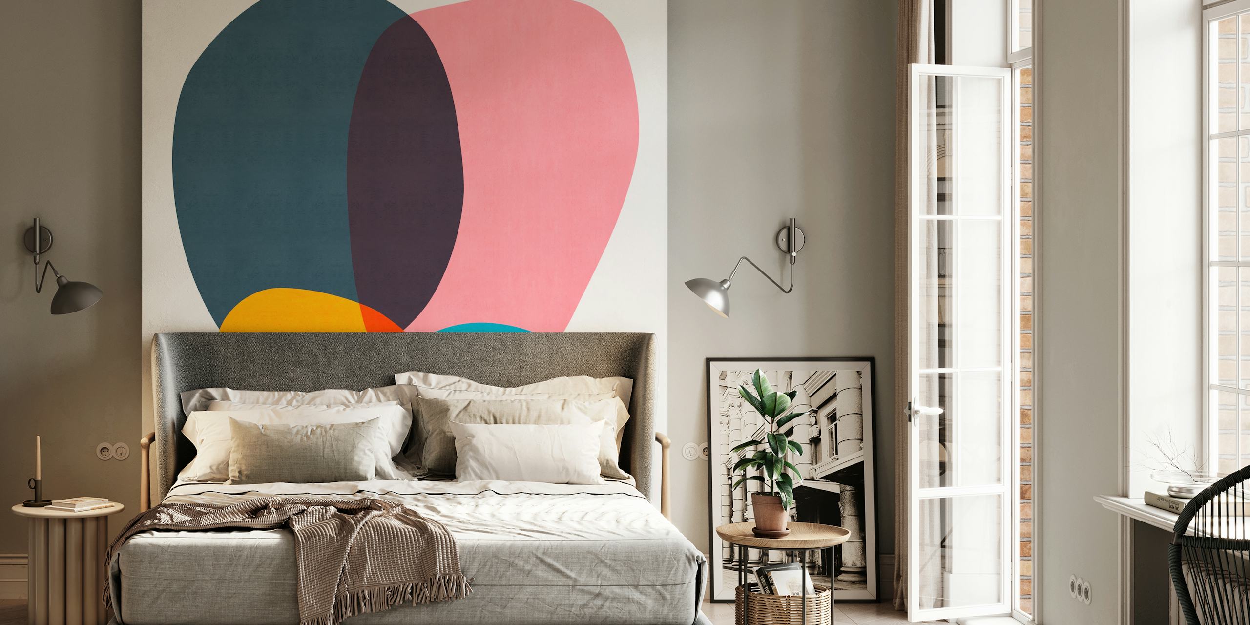 Abstract shapes wallpaper in a room