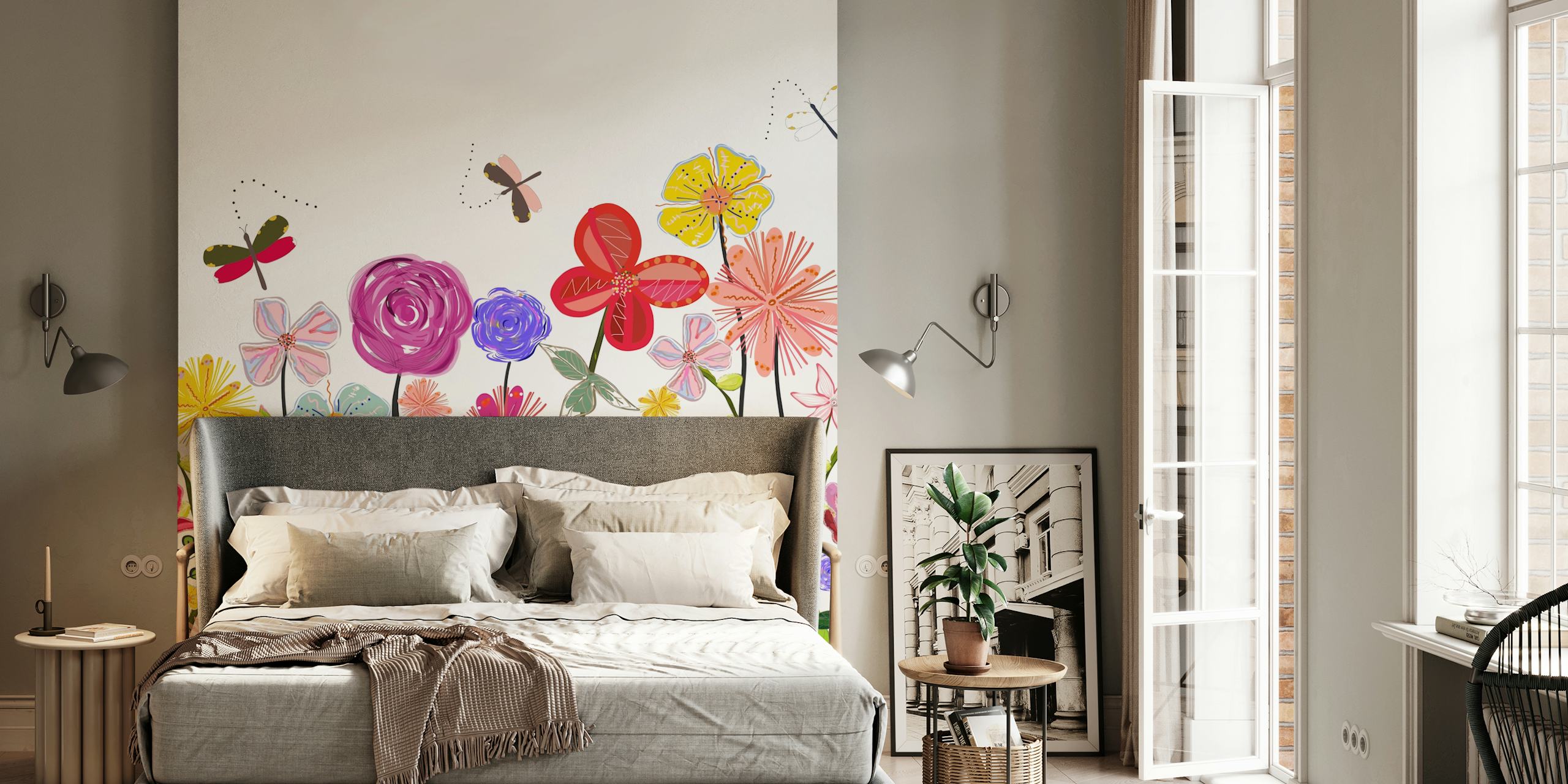 Spring meadow flowers tapet i et rum
