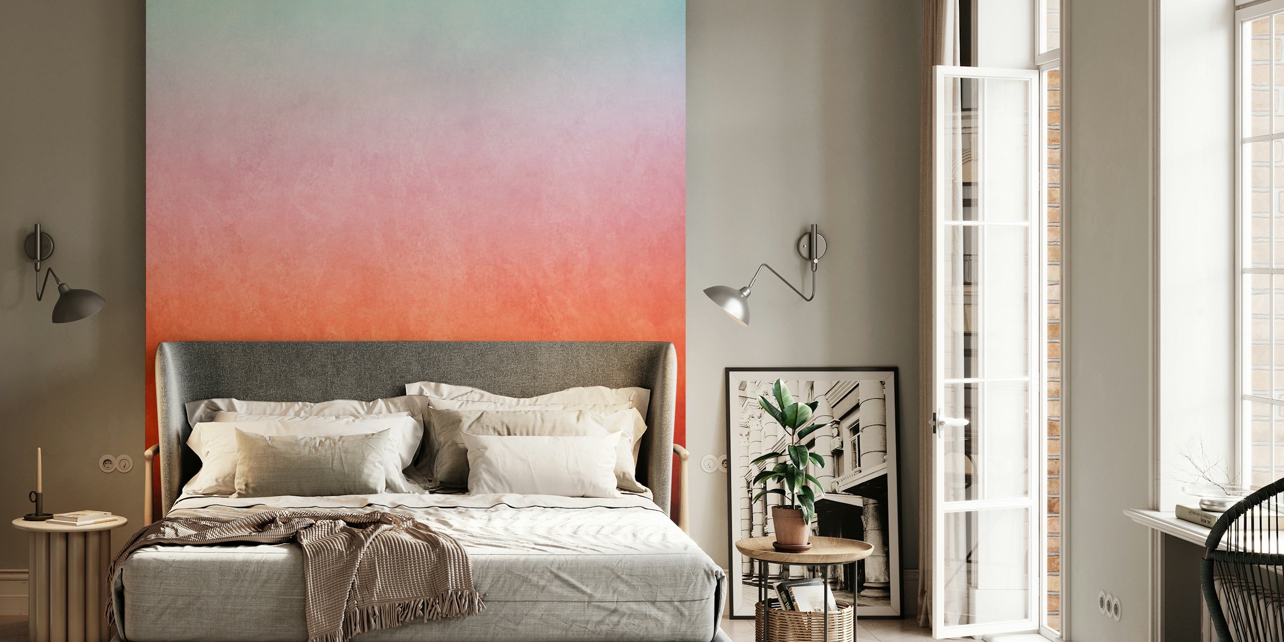 Abstract gradient wallpaper featuring warm colors red, orange, and blue
