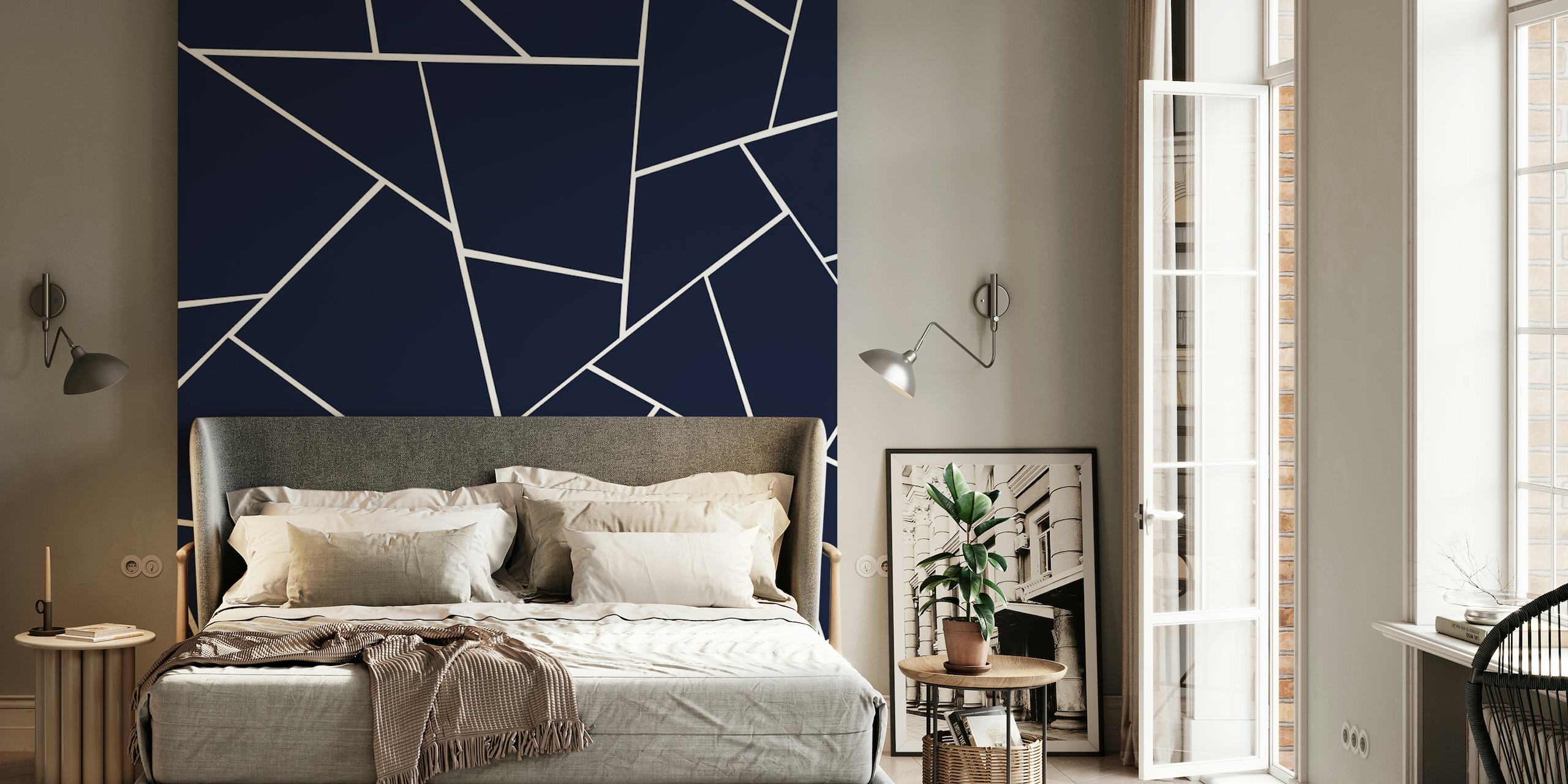 Navy Blue Geometric Glam 1 wallpaper