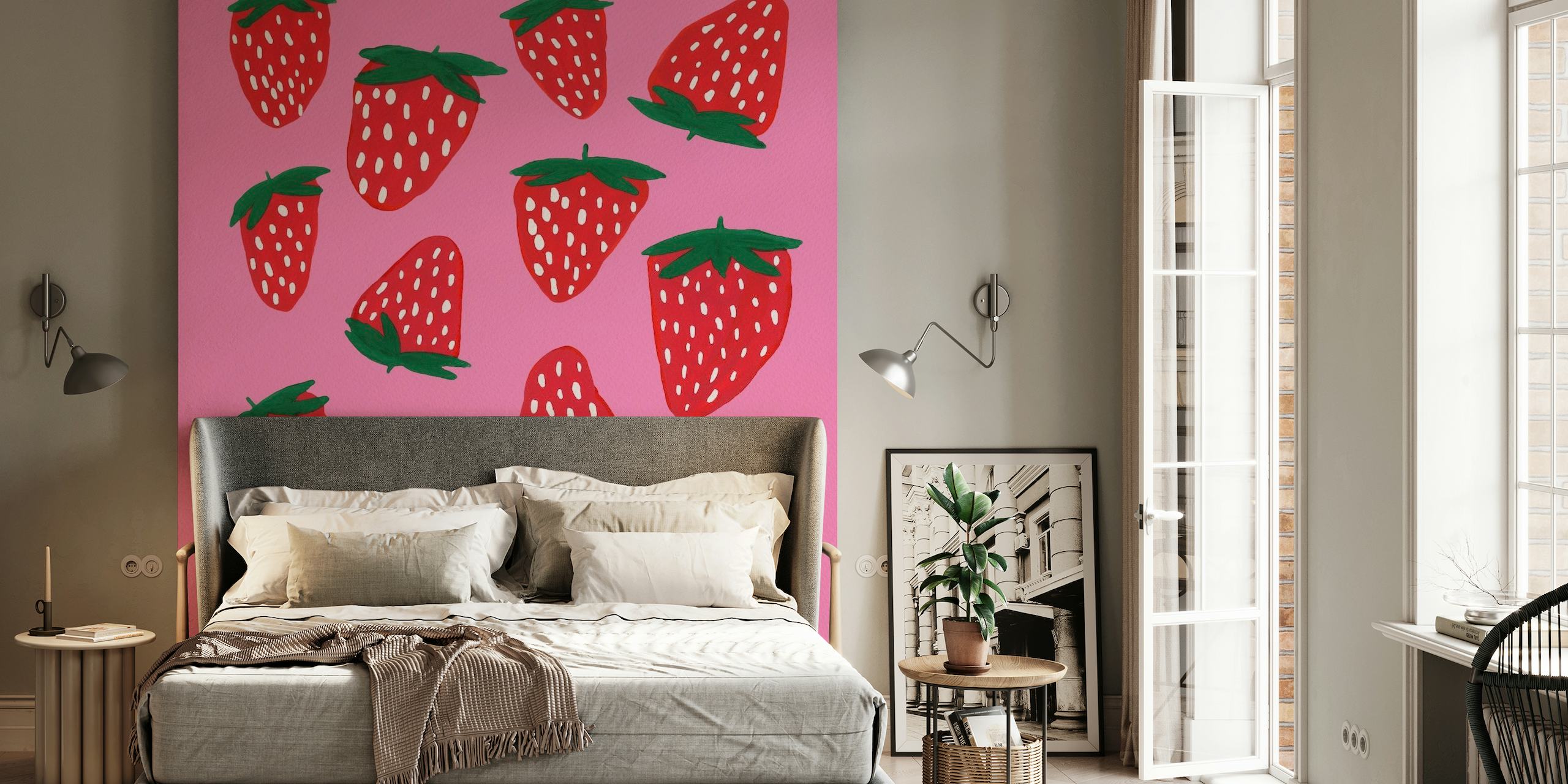 Organic summer strawberries wallpaper