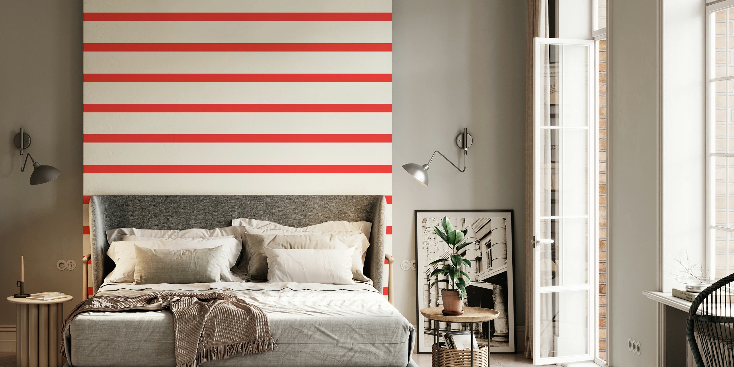 Papel pintado Stripes Red mostrado en una habitación