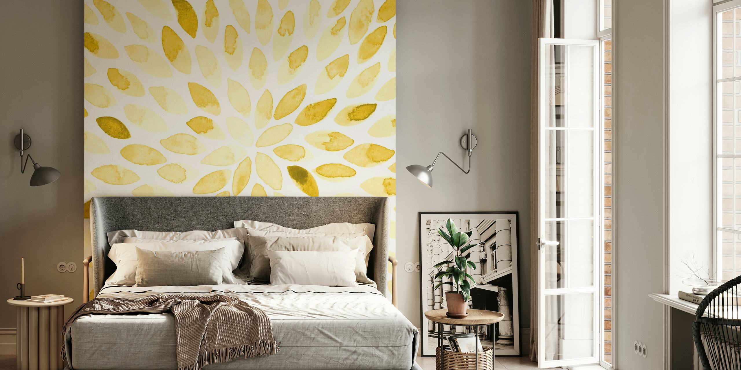 Yellow brush strokes wallpaper