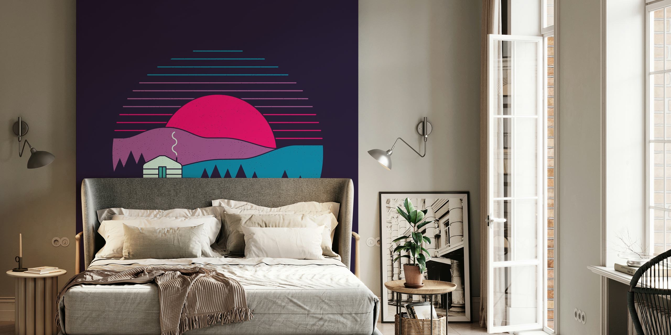 Colorful landscape wallpaper for interior decor
