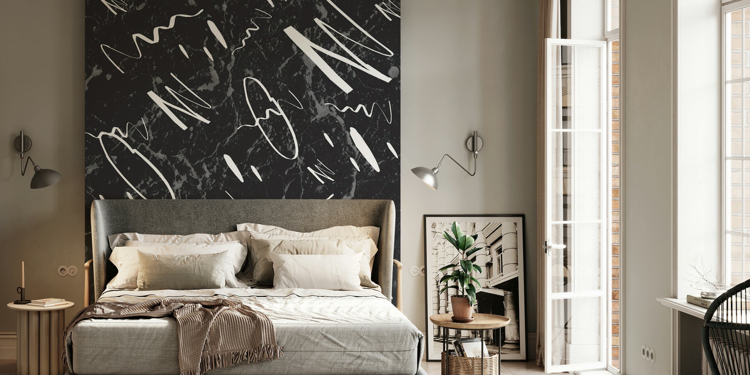 Black Marble White Abstract 1 papel de parede