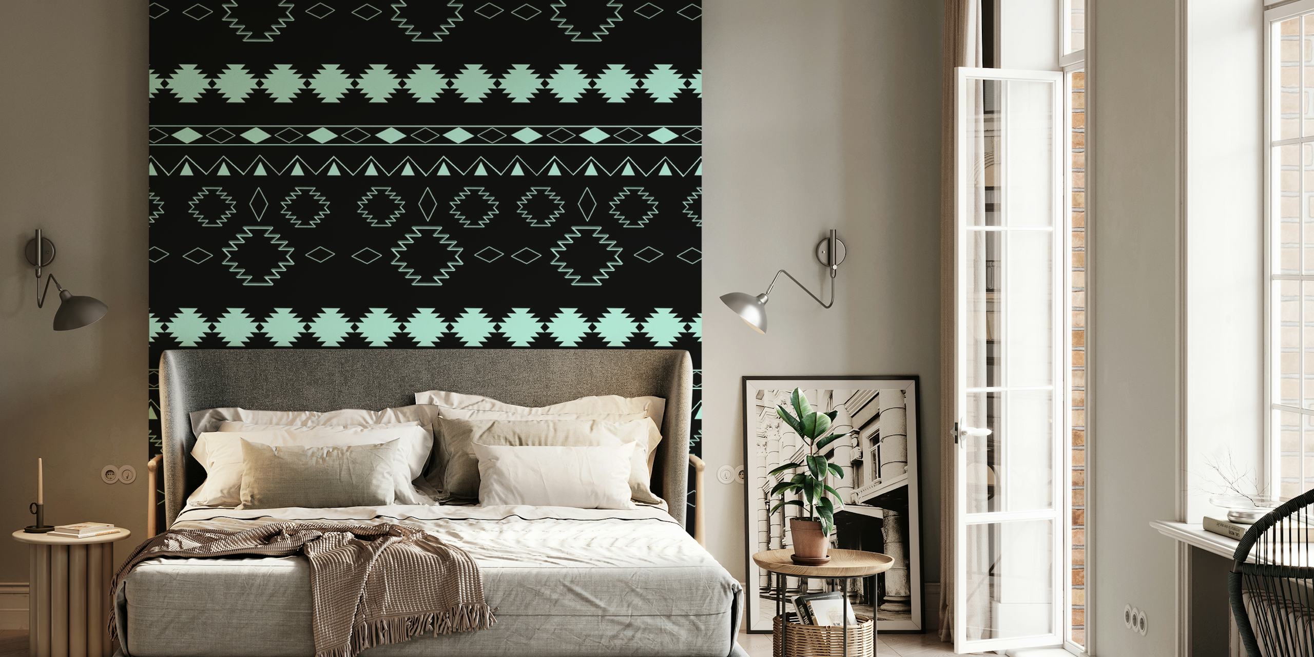 Tribal Boho Pattern Chic 3 carta da parati in una stanza