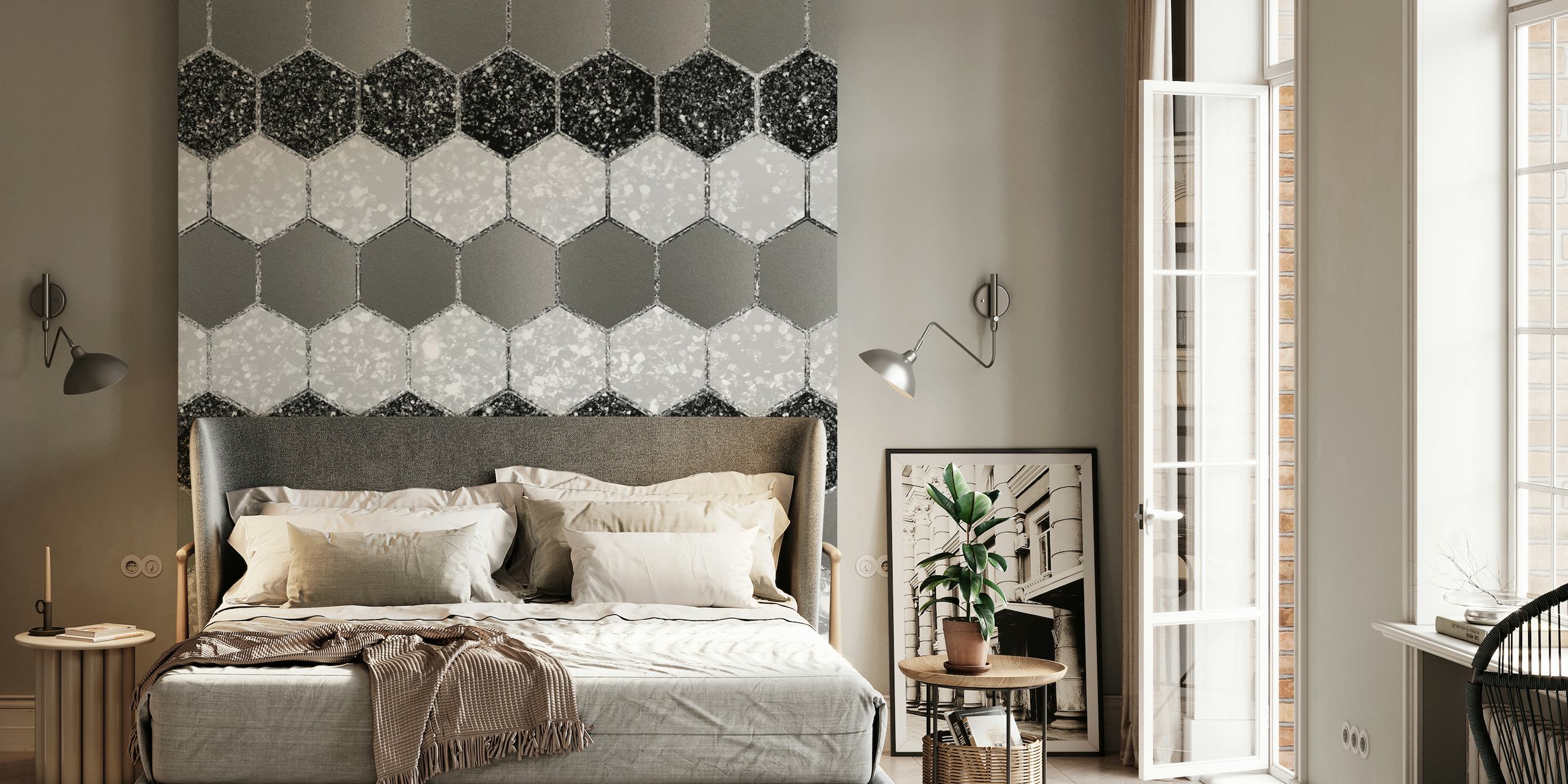 Silver Hexagon Glitter 1 wallpaper