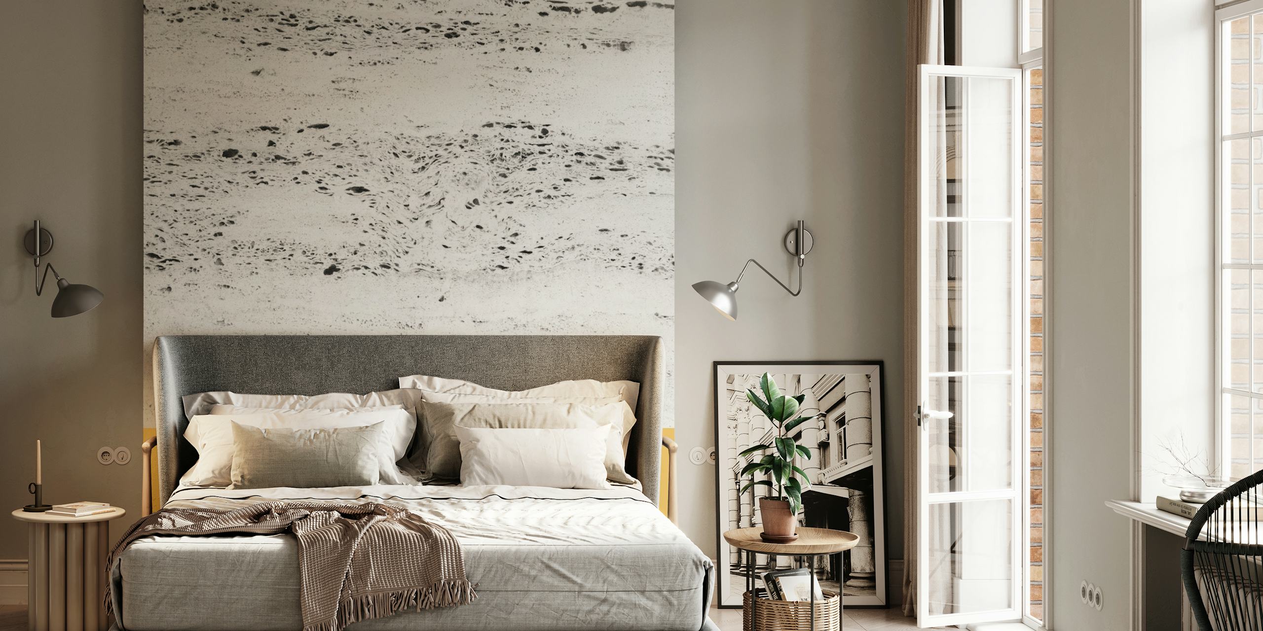 Minimalistic summer yellow and concrete texture wall mural