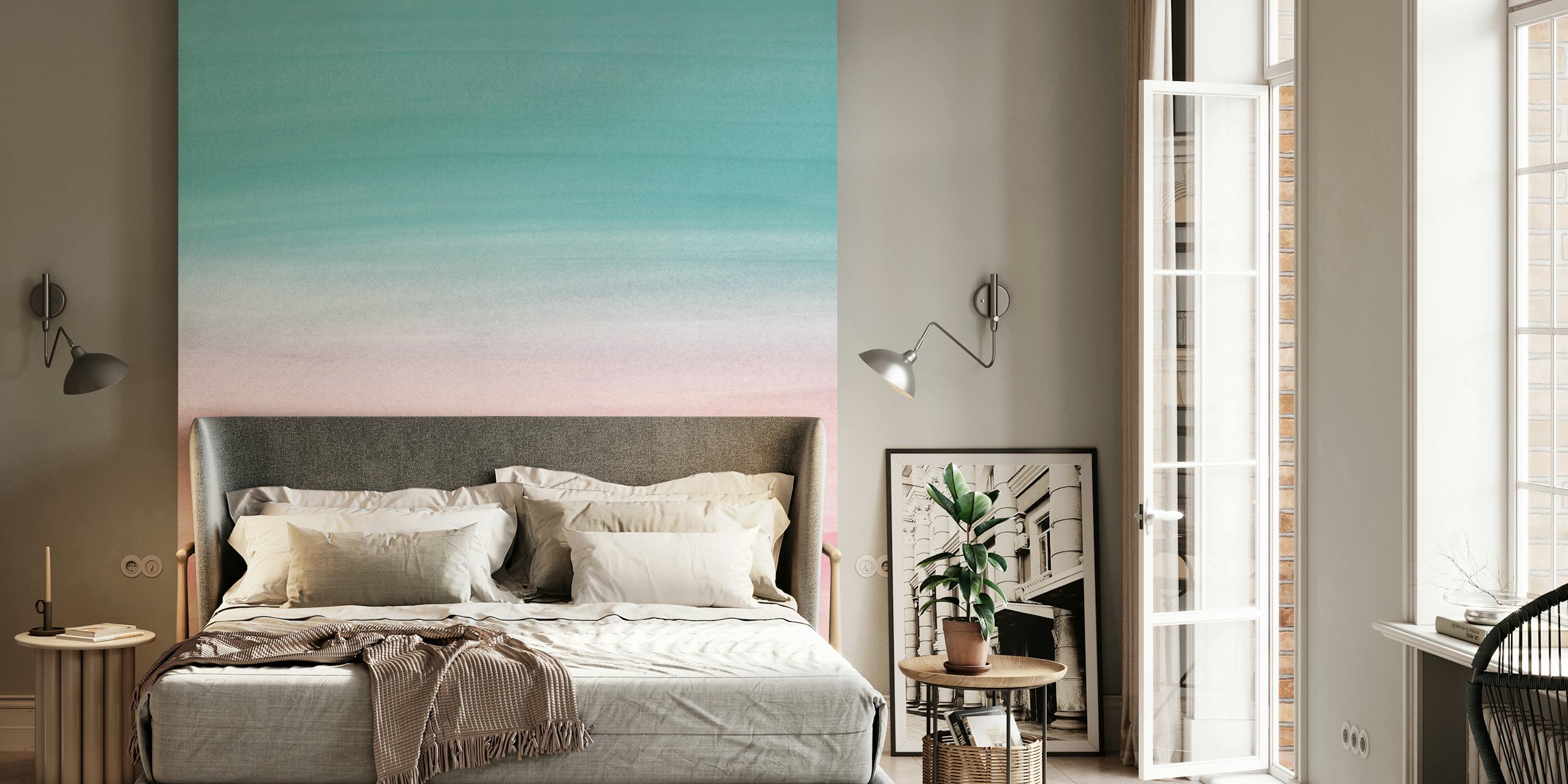 Watercolor abstract wallpaper in a room