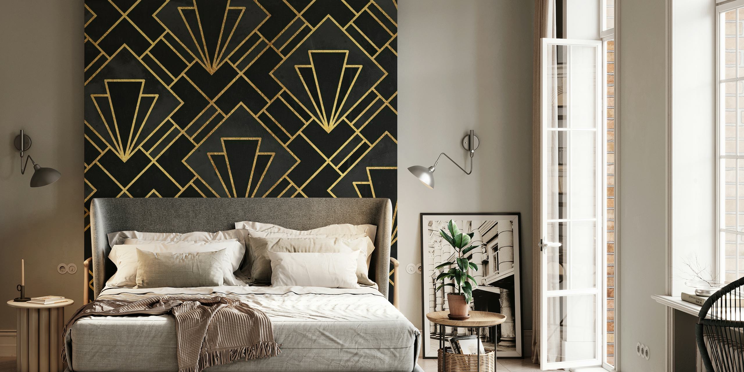 Art Deco Black Night Mosaic behang