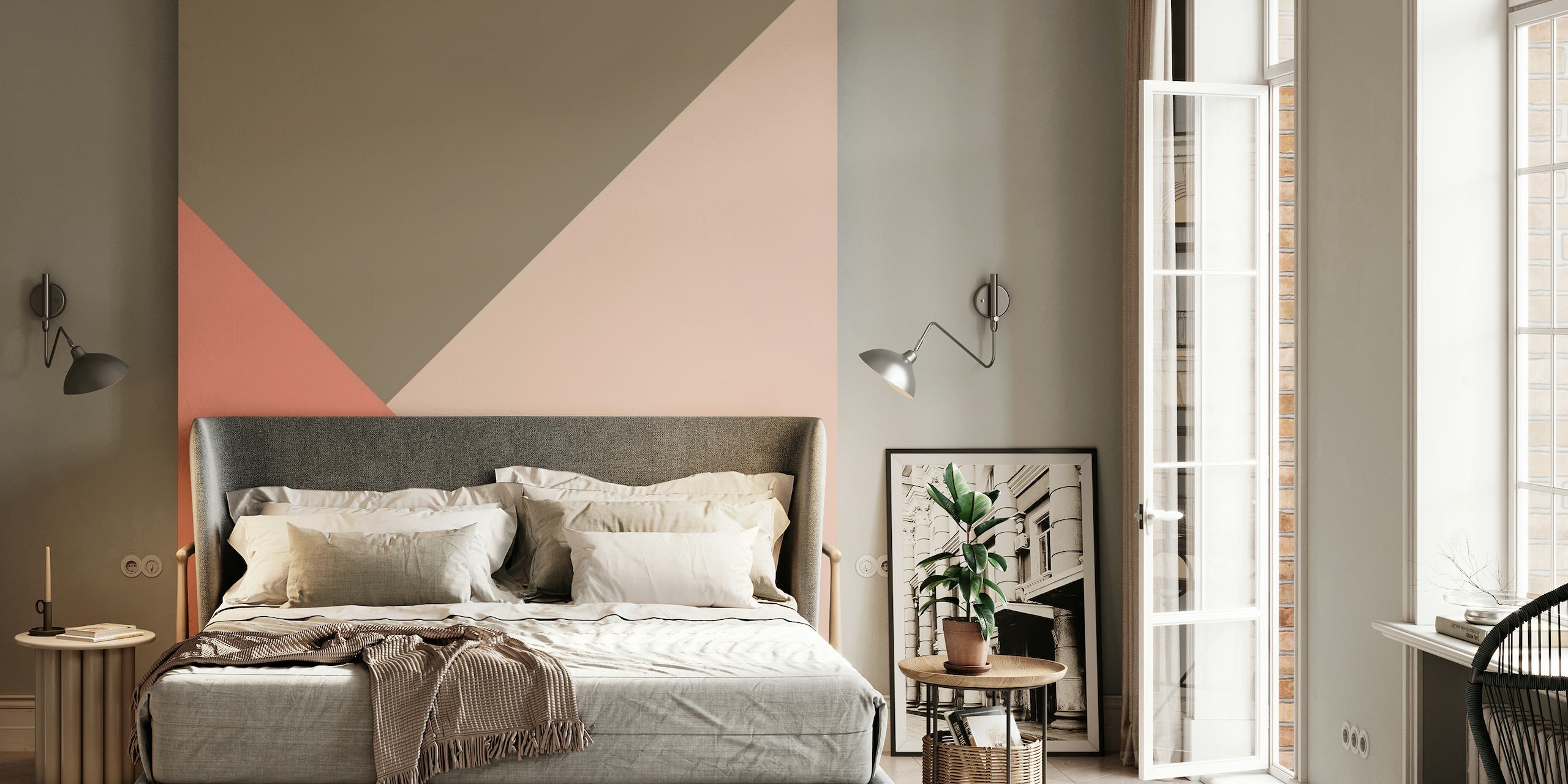 Geometric Summer Glam 3 wall mural with terracotta and taupe hues