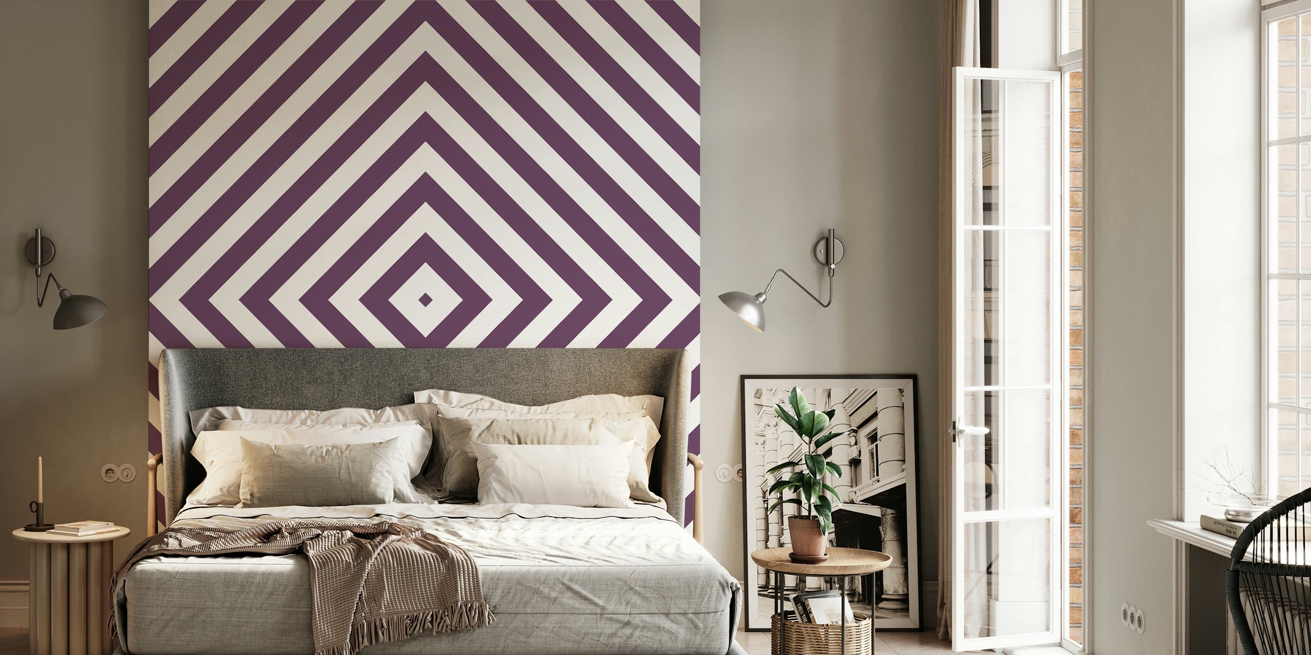 Purple y white patrón geométrico wallpaper pattern