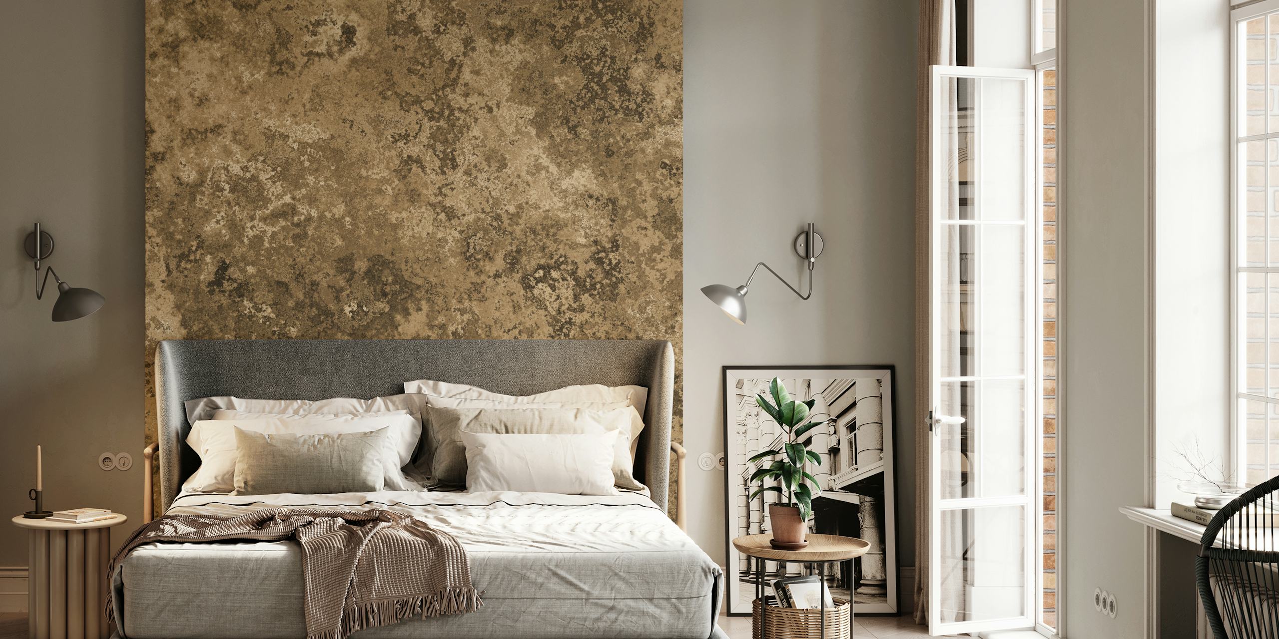 Earthy sepia brown moss texture wall mural