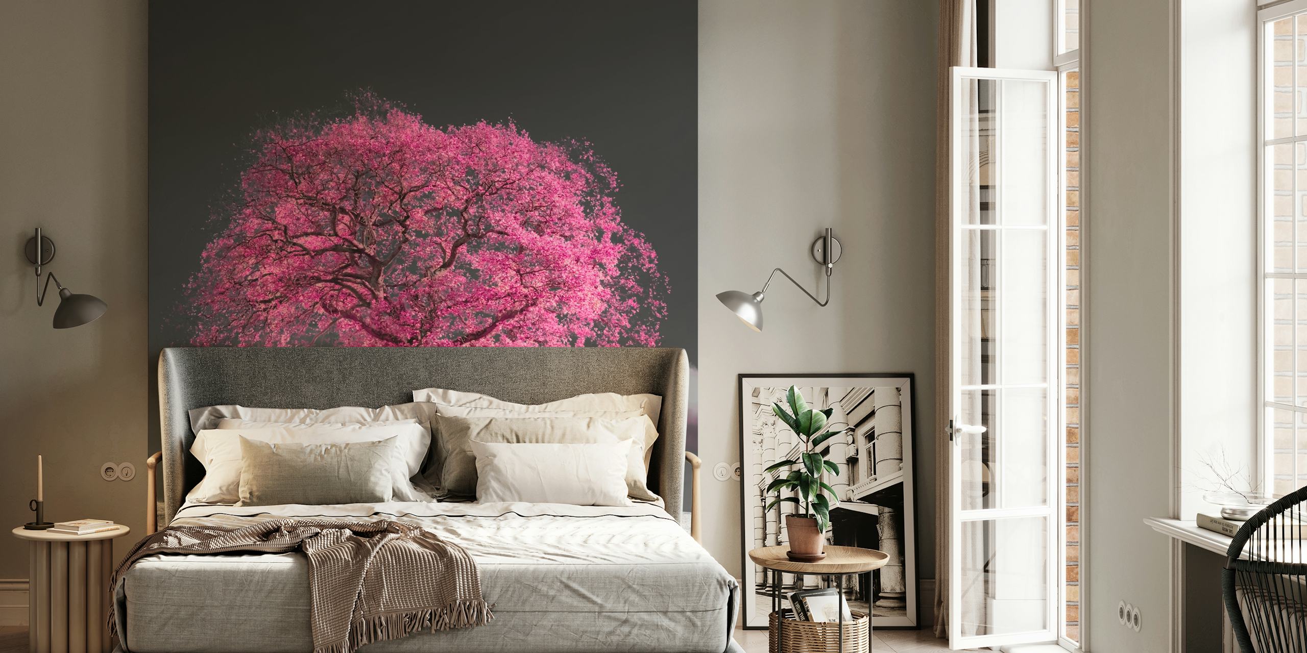 Papier peint Pink Tree dans une pièce