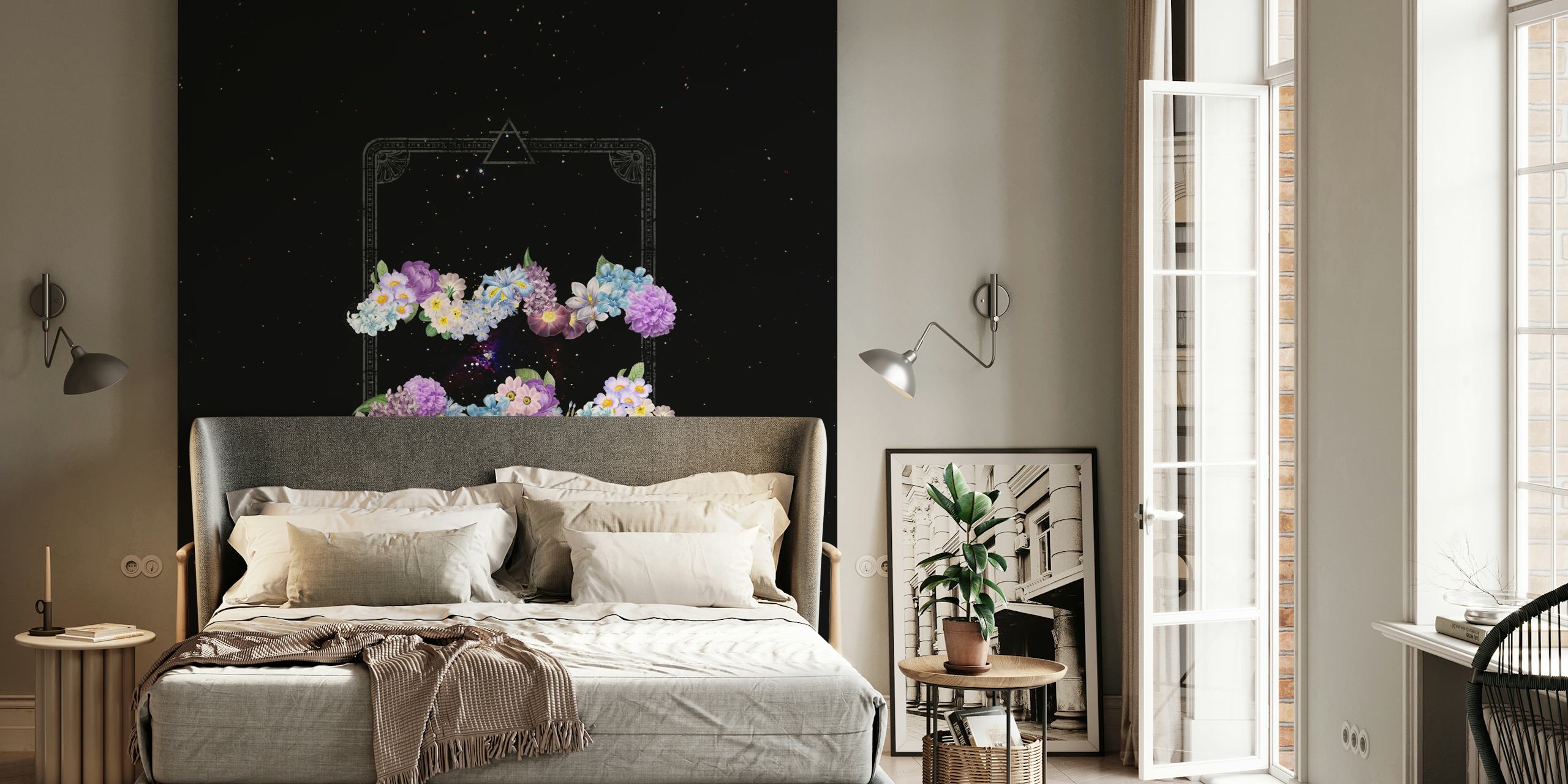 Papel pintado Floral Zodiac Sign Aquarius en una habitación