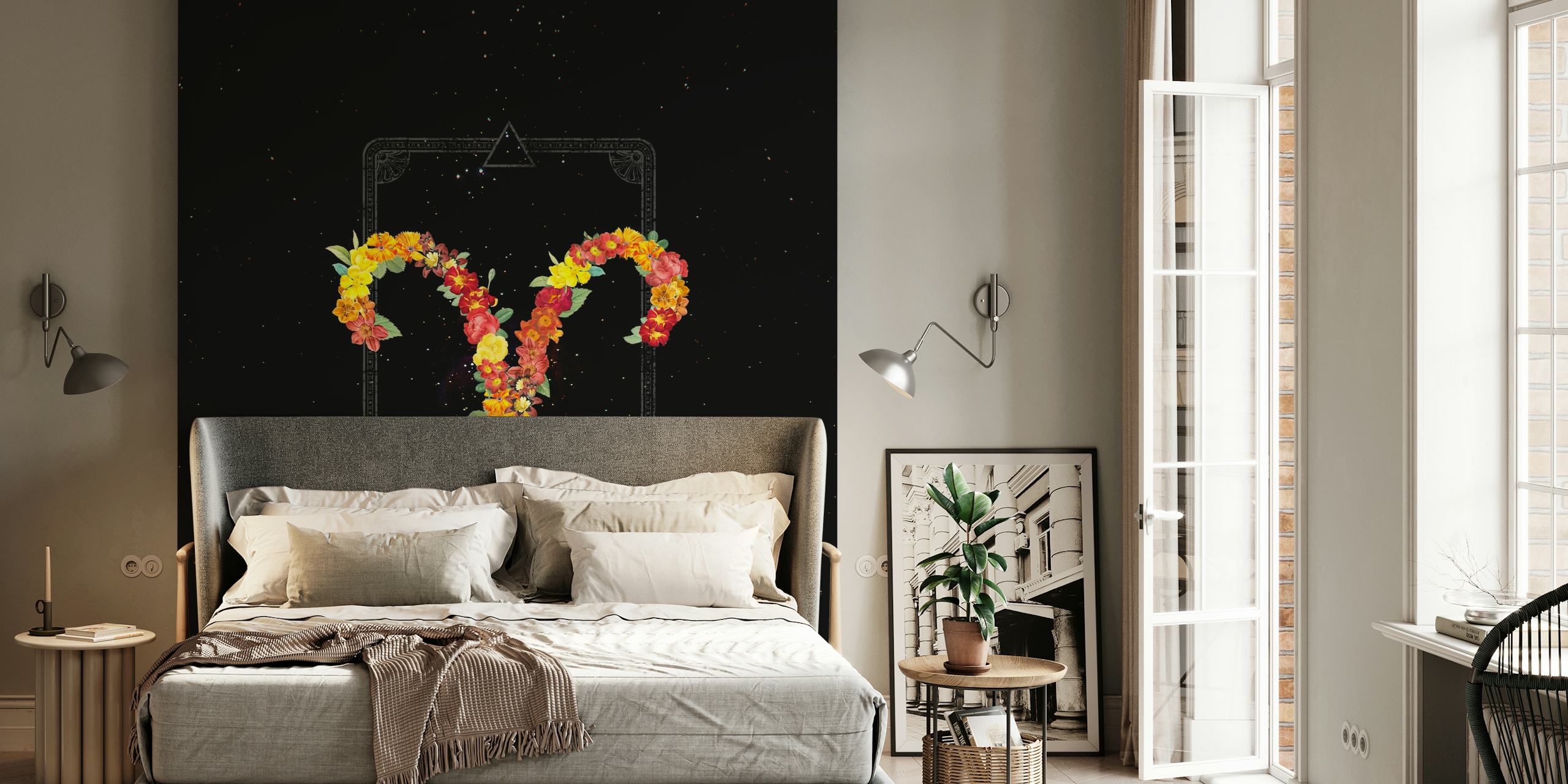 Floral Zodiac Sign Aries wallpaper design