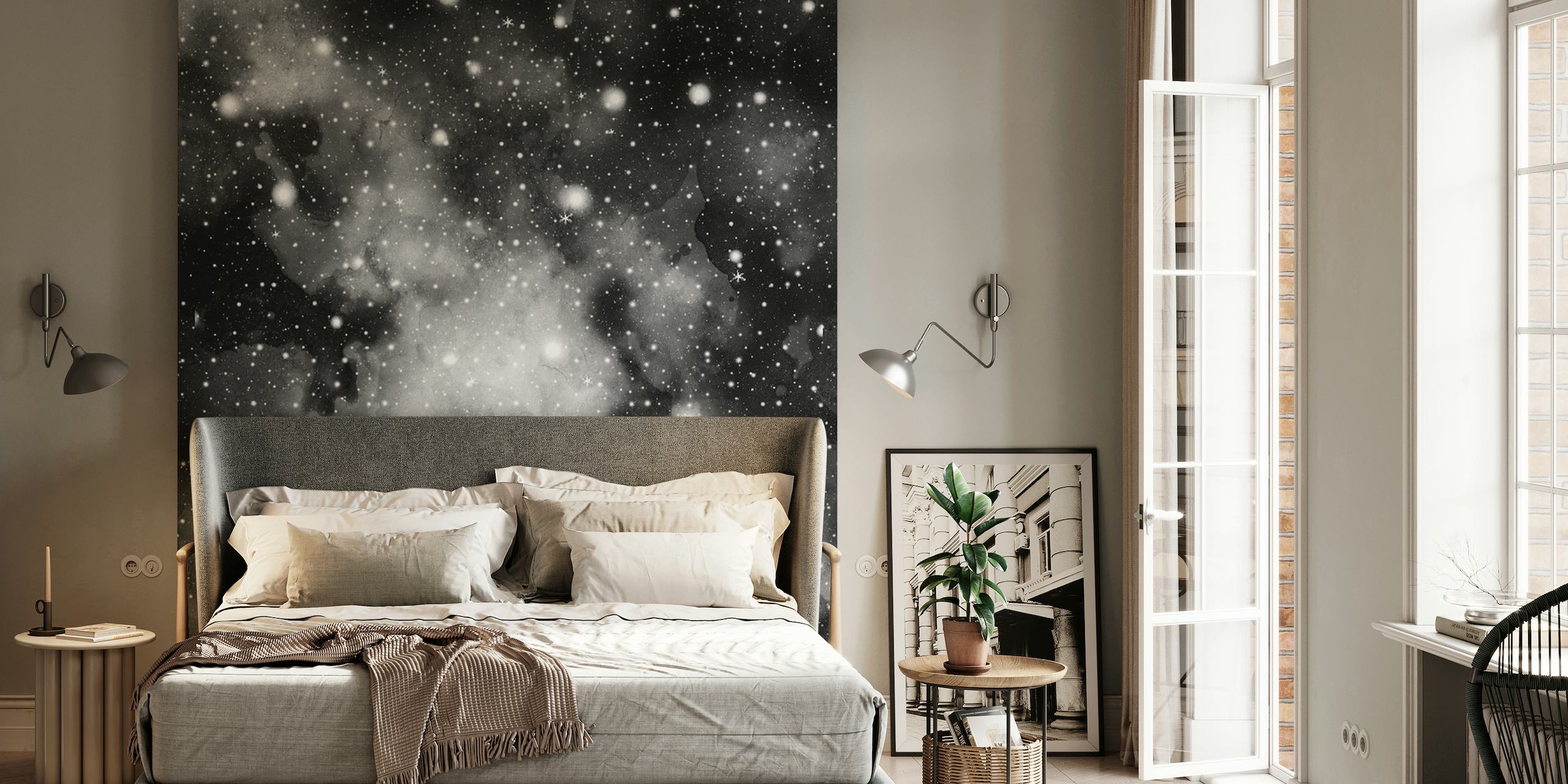 Black  White Galaxy Nebula 1 papel pintado