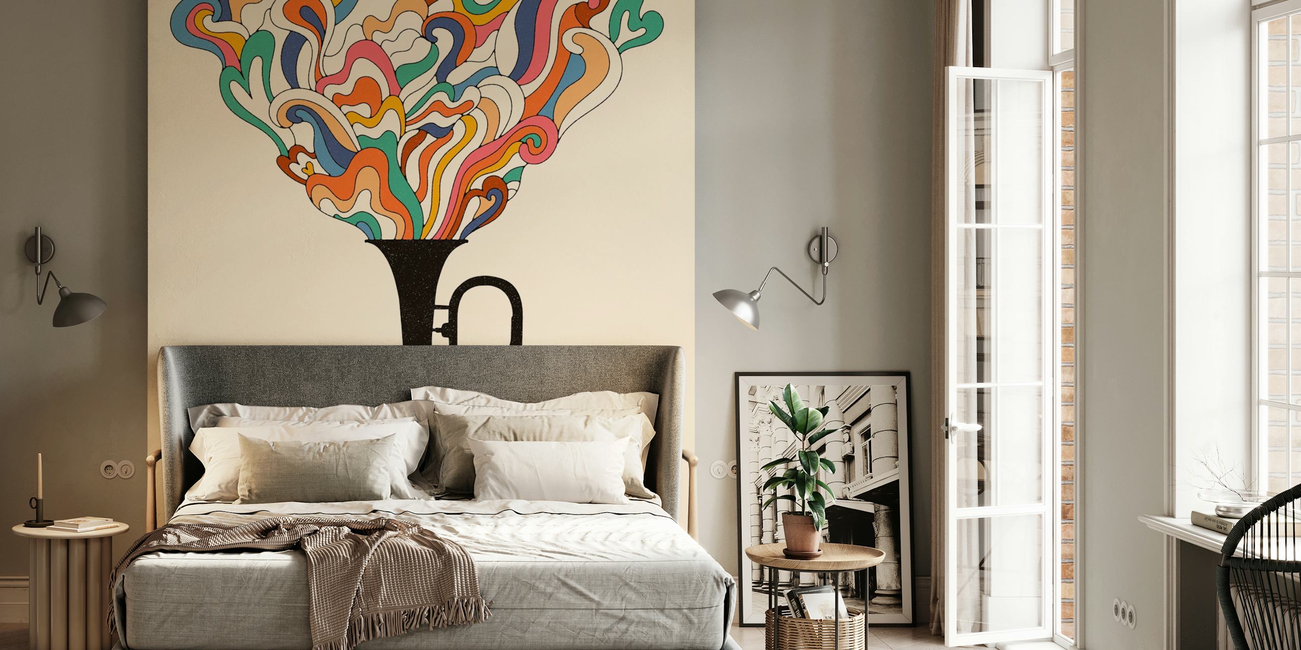 Jazz music wallpaper in a room
