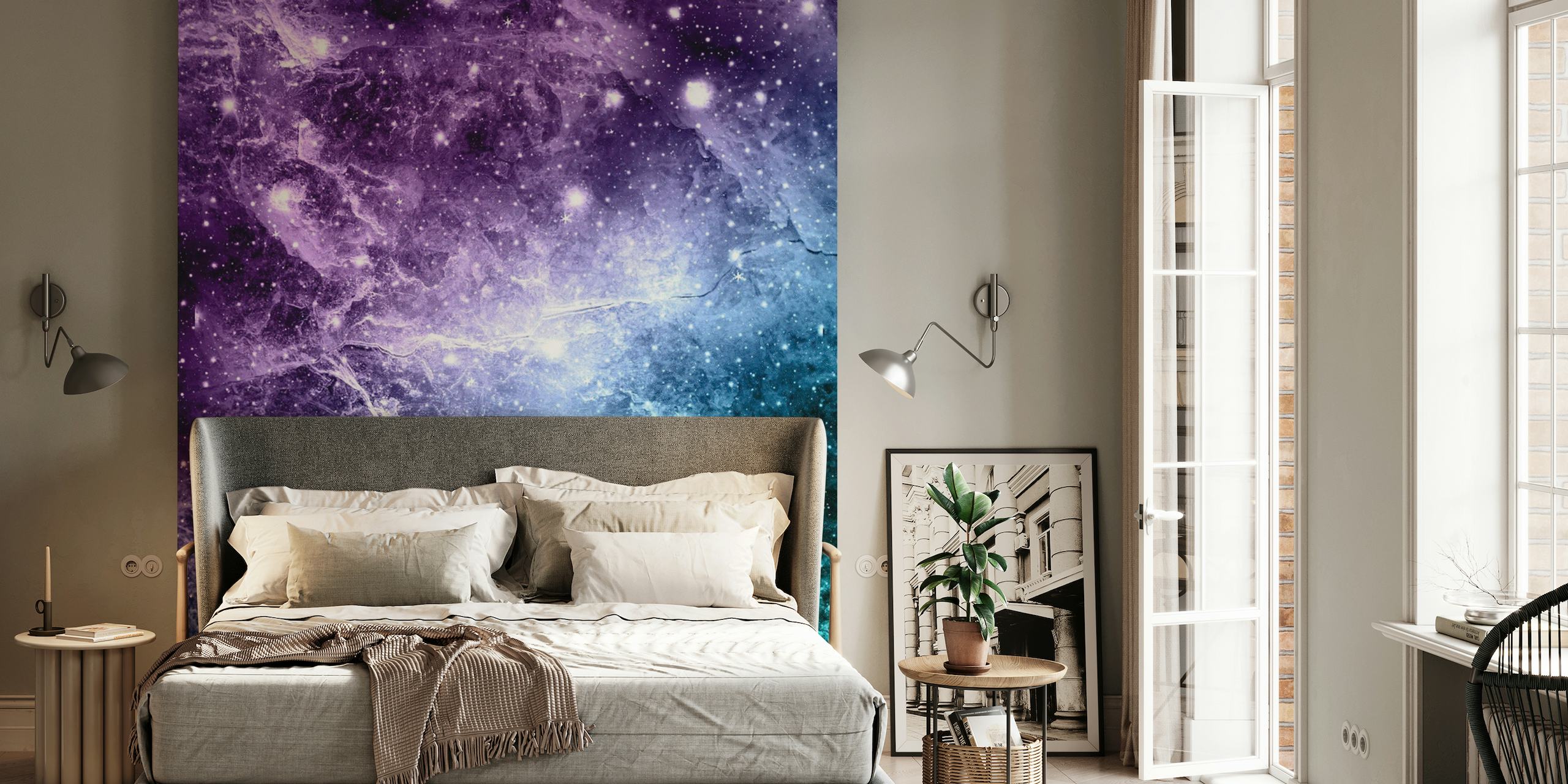 Purple Teal Galaxy Nebula 4 papel pintado